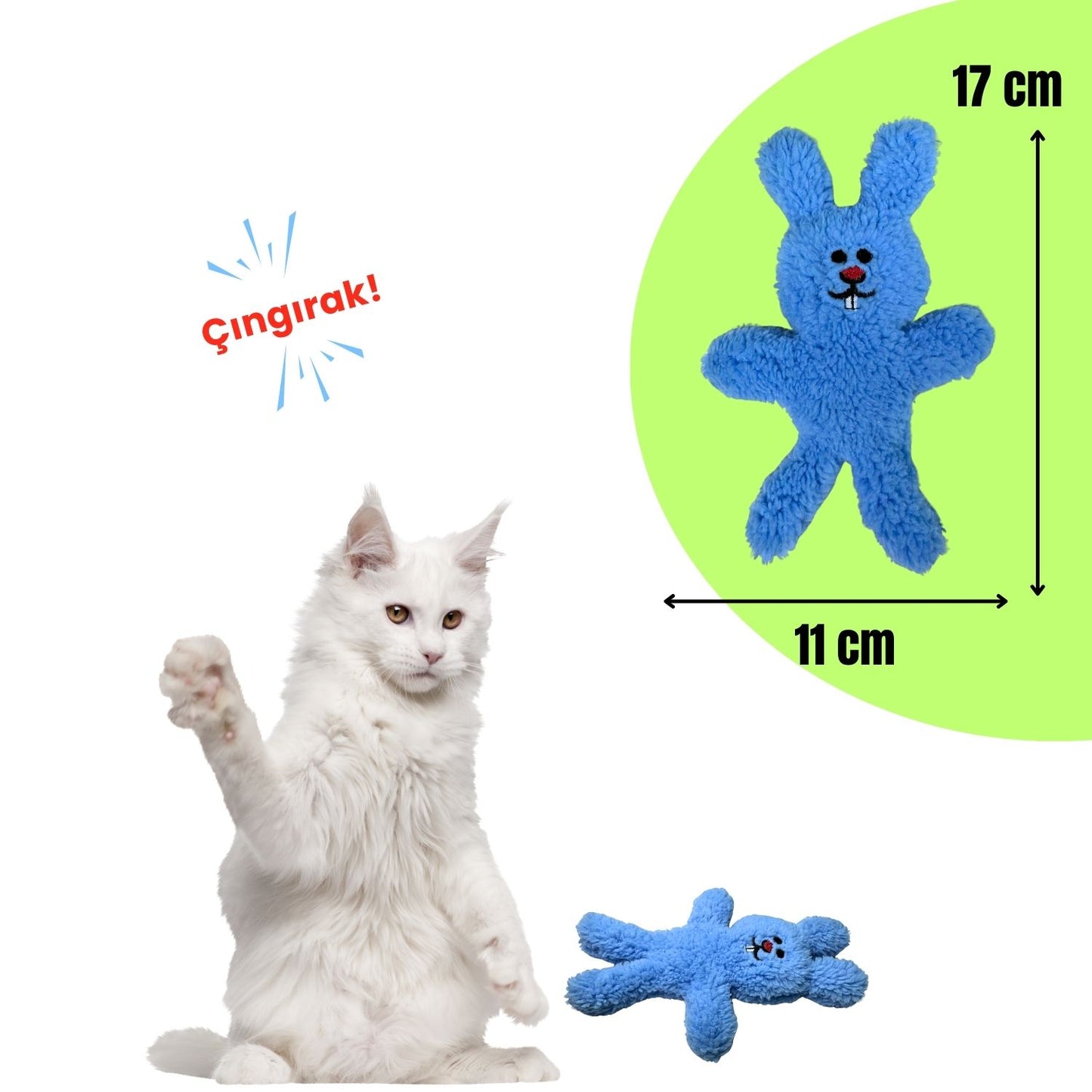 Miyav 3 Adet Kedi Oyuncak Seti Catnipli Peluş Kurbağa ,Çıngırak Sesli Peluş Tavşan ve Peluş Panda
