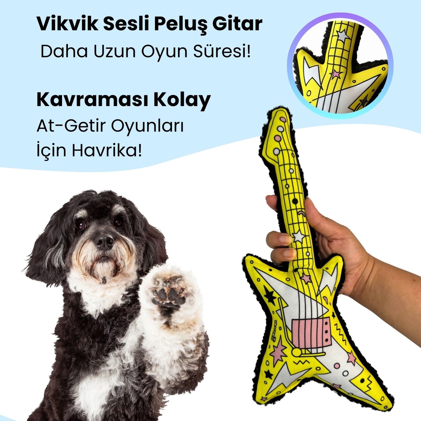 Köpek Peluş Oyuncak Seti VikVikli Gitar ve Peluş Radyo Köpekler için Eğlenceli Aktivite Oyuncakları