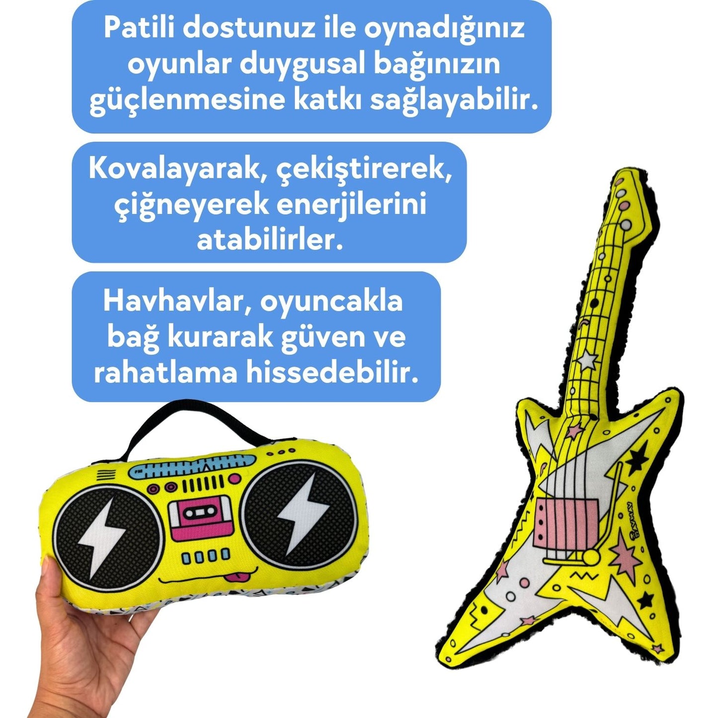 Köpek Peluş Oyuncak Seti VikVikli Gitar ve Peluş Radyo Köpekler için Eğlenceli Aktivite Oyuncakları