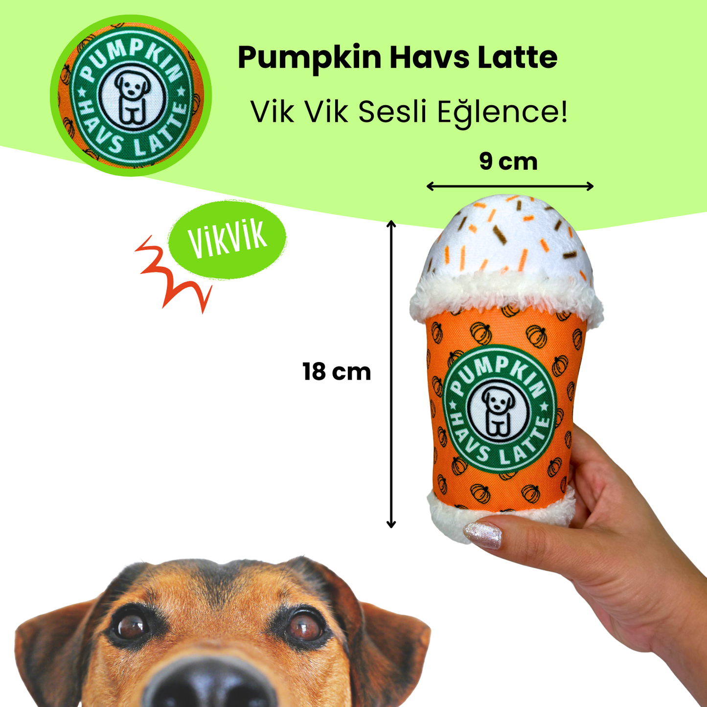 HavHavCafe 2'li Köpek Oyuncak Seti Pumpkin Havs Latte ve Peluş Kurabiye