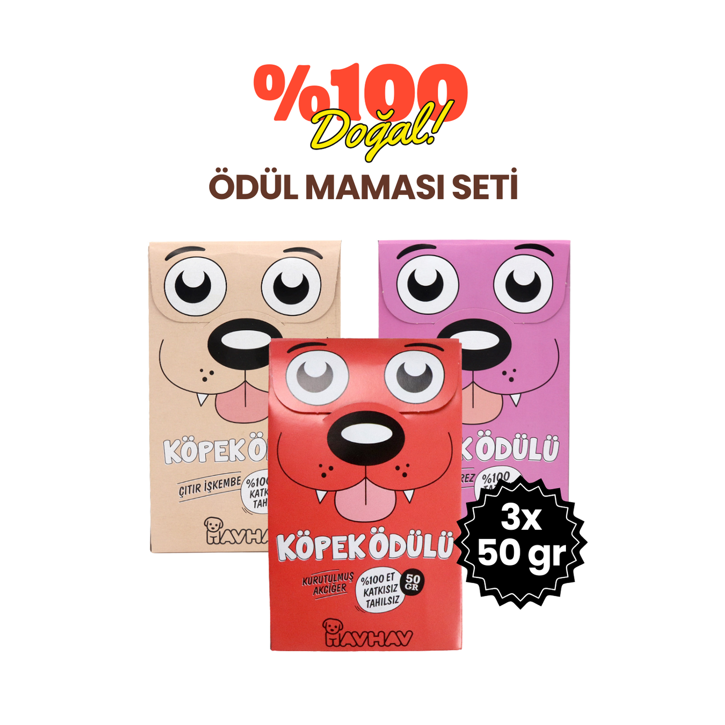3 Adet Doğal İçerikli Köpek Ödül Maması Seti
