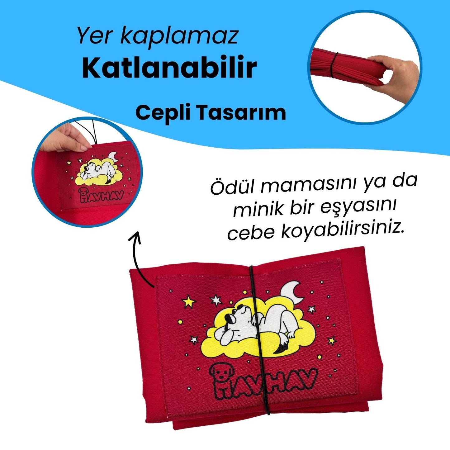 Katlanabilir Köpek Minderi – Büyük, Orta ve Küçük Irklar İçin | Bordo, Mavi, Yeşil Renk