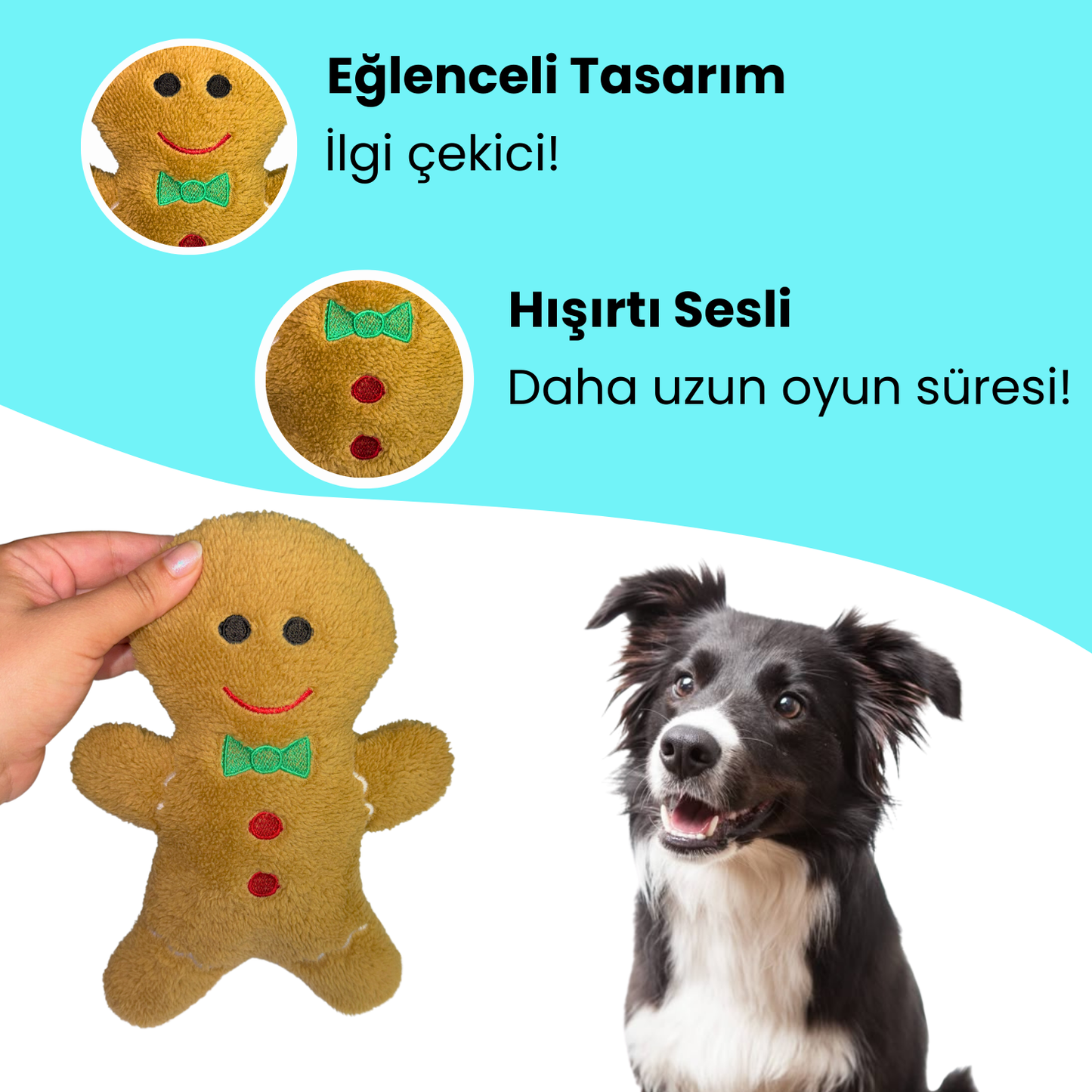 Havrika Yıllar Köpek Oyuncak Seti Köpek Atkısı S M L, Hışırtılı Peluş Kurabiye, Vikvikli Peluş Şeker