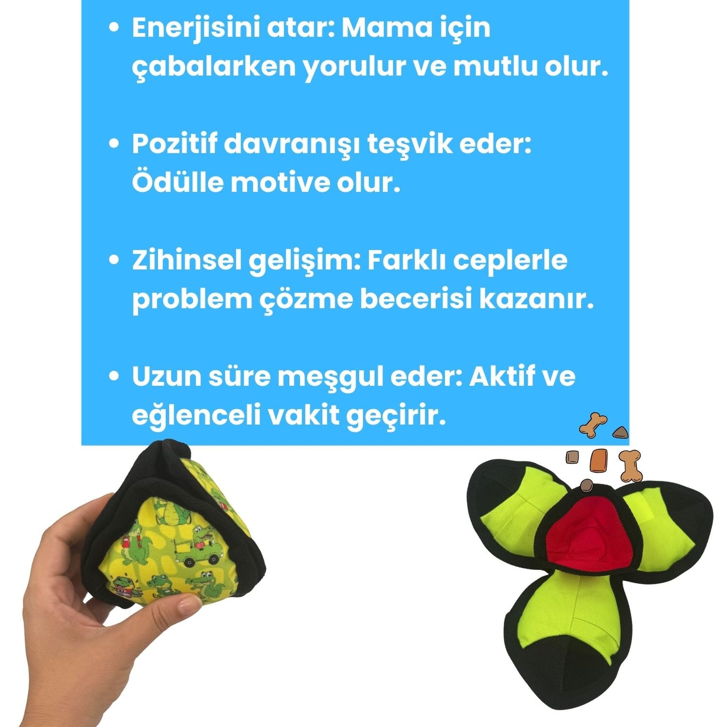 Timsah Desenli Lotus Köpek Mama Saklamalı Zeka Oyuncağı