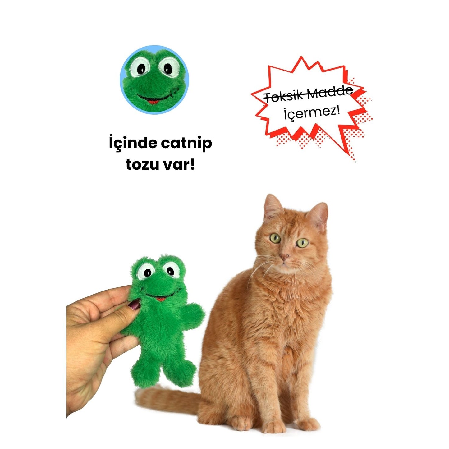 Miyav 3 Adet Kedi Oyuncak Seti Catnipli Peluş Kurbağa ,Çıngırak Sesli Peluş Tavşan ve Peluş Panda