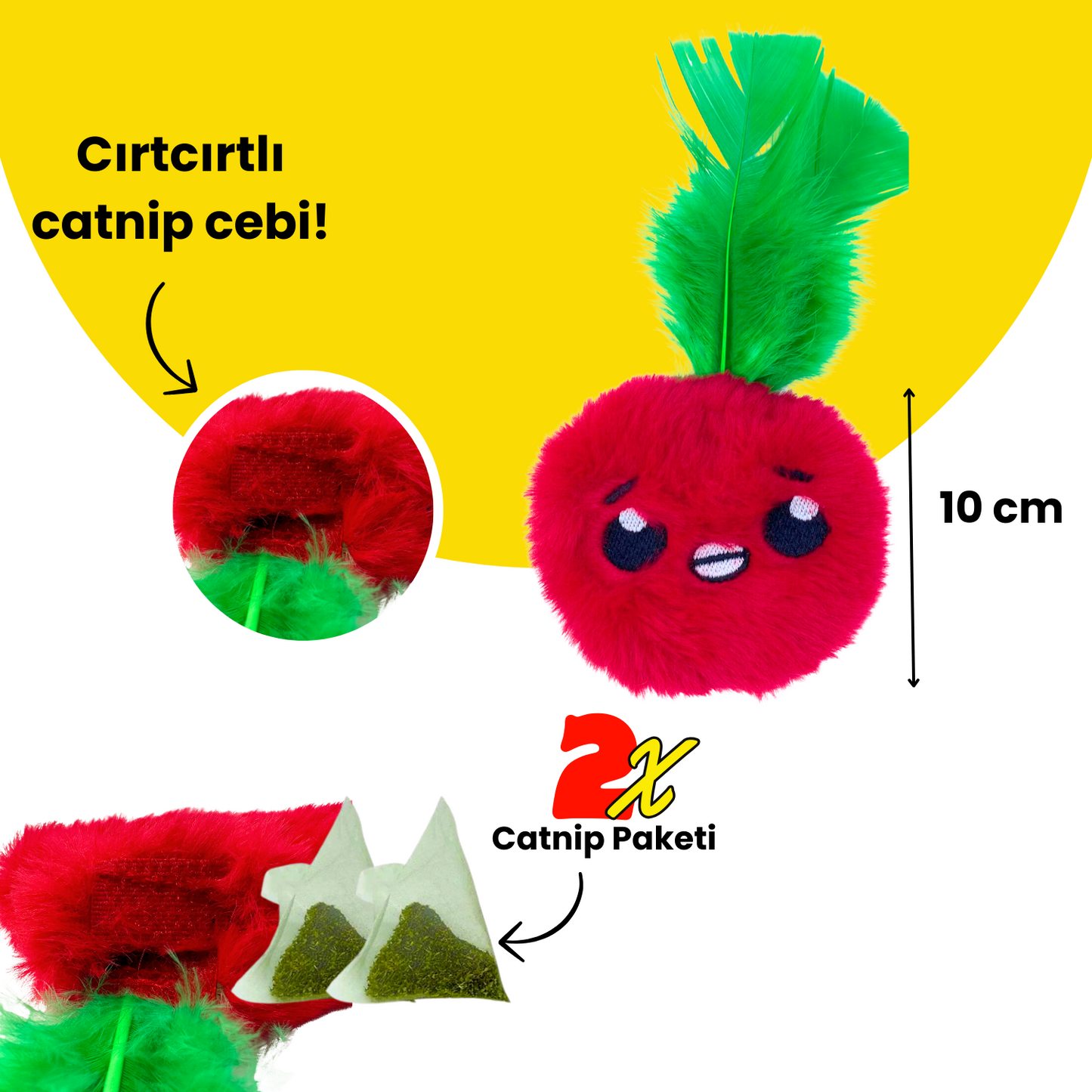 Çılgın Manav Catnip Cepli Peluş Kedi Oyuncak Seti
