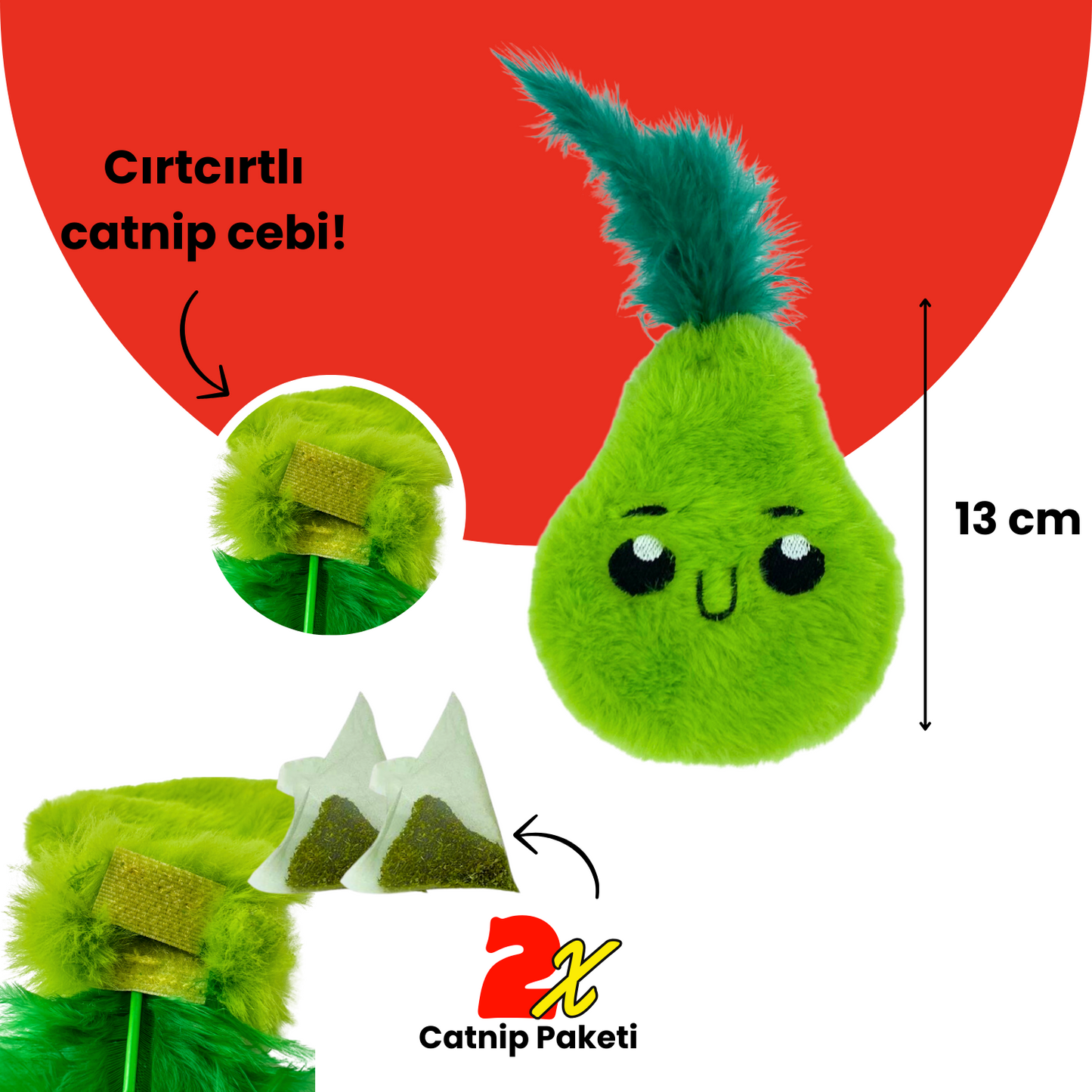 Çılgın Manav Catnip Cepli Peluş Kedi Oyuncak Seti