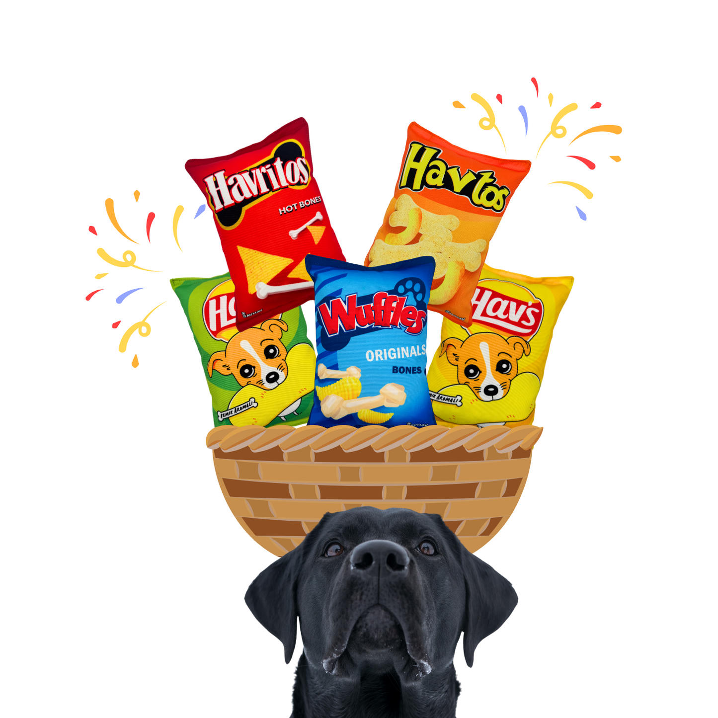 HavHavMarket 5 Adet Sesli Peluş Cips Köpek Oyuncakları