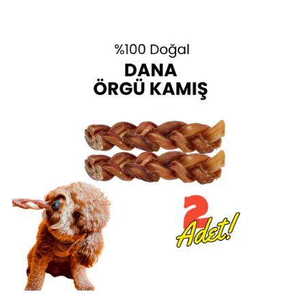 2 Adet Dana Örgü Kamış Çiğneme Çubuğu Köpek Ödülü