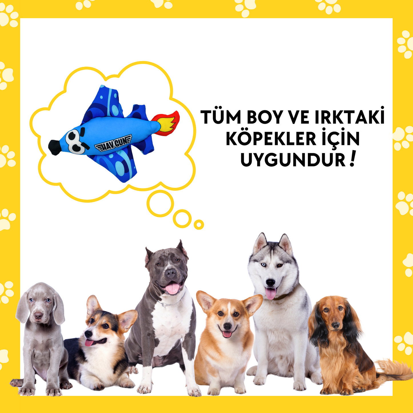 HavGun Uçak Sesli Peluş Köpek Oyuncağı