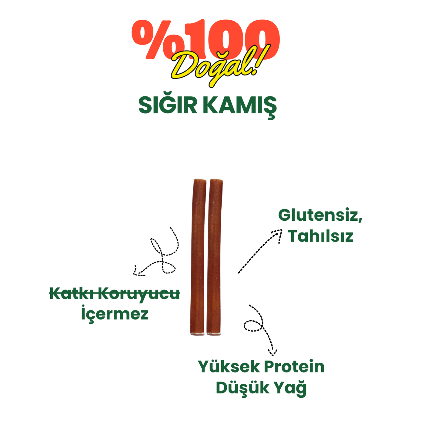 2 Adet Sığır Kamış Çiğneme Çubuğu Köpek Ödülü