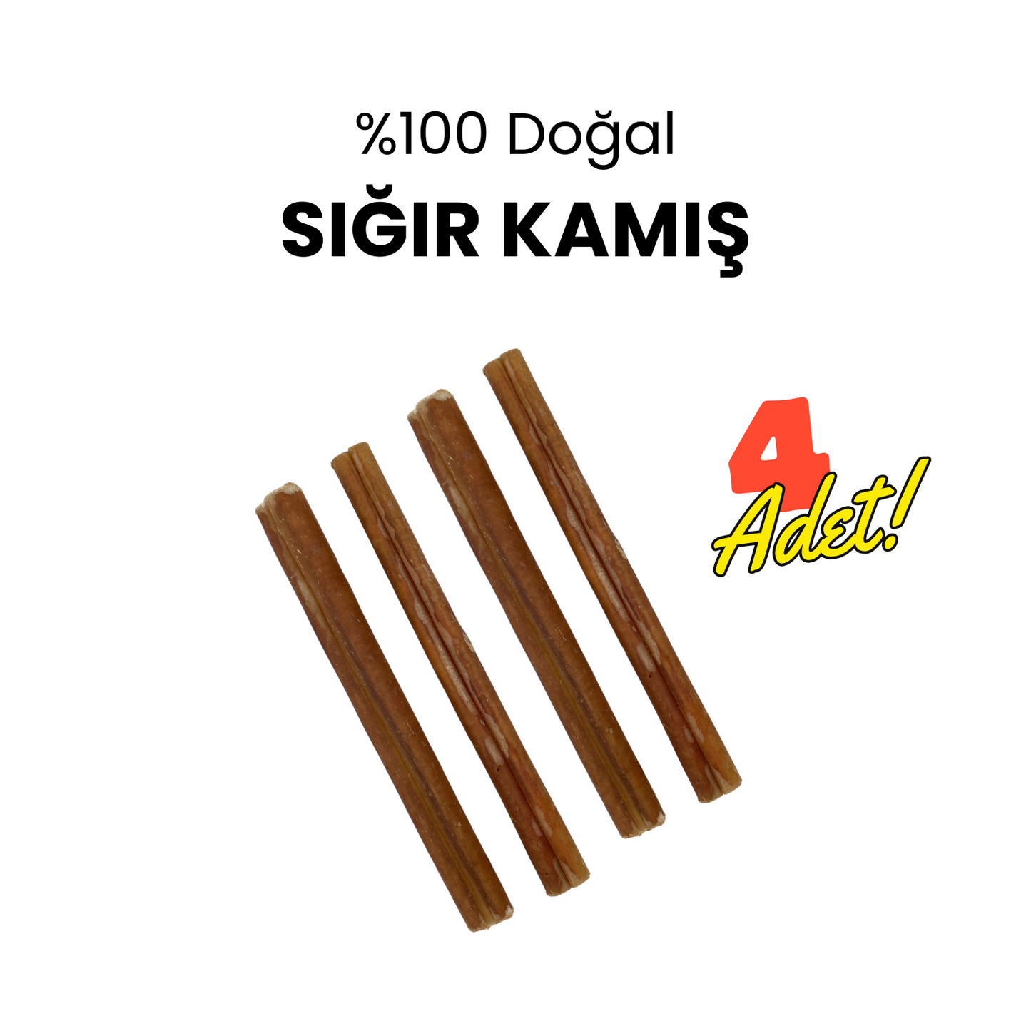 4 Adet Sığır Kamış Çiğneme Çubuğu Köpek Ödülü