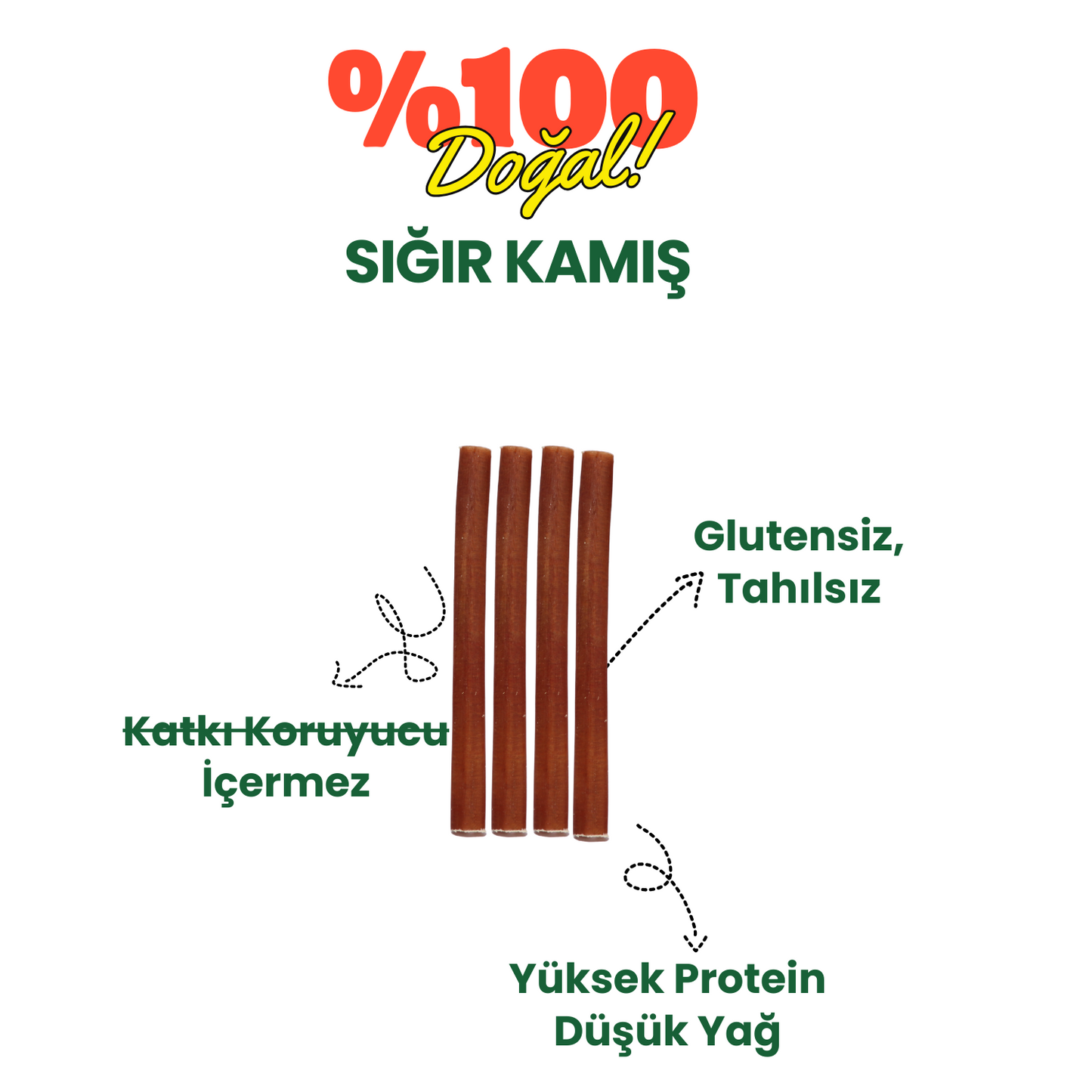 4 Adet Sığır Kamış Çiğneme Çubuğu Köpek Ödülü