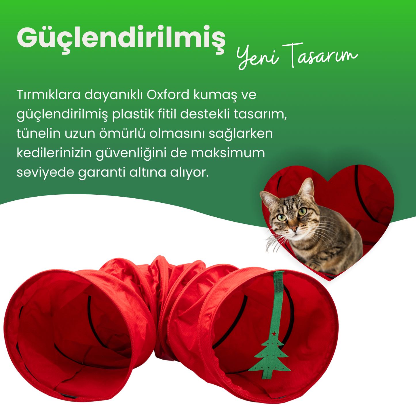Kırmızı Renkli Uzun Kedi Tüneli 125 cm