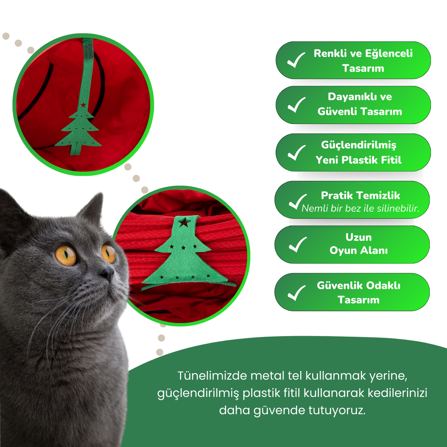 Kırmızı Renkli Uzun Kedi Tüneli 125 cm