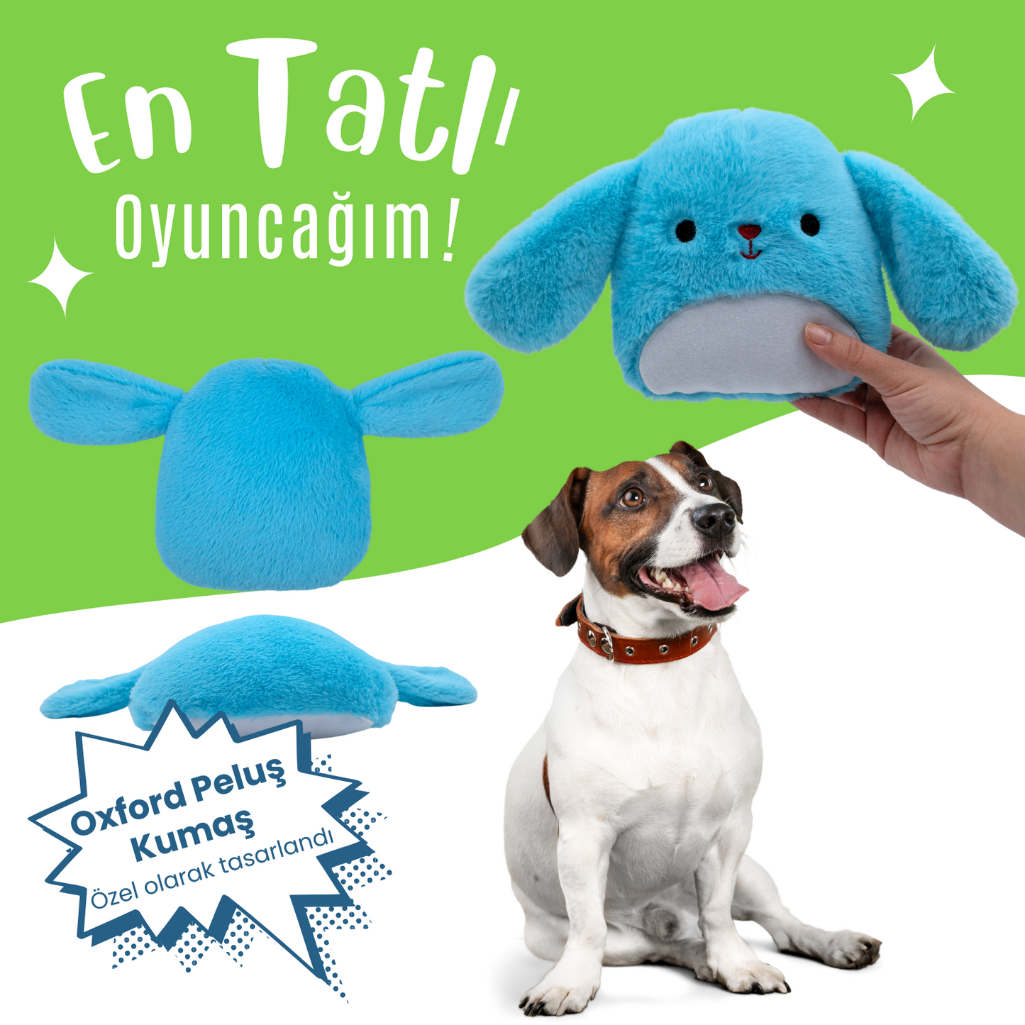 Mavi Tavşan Sesli Peluş Köpek Oyuncağı