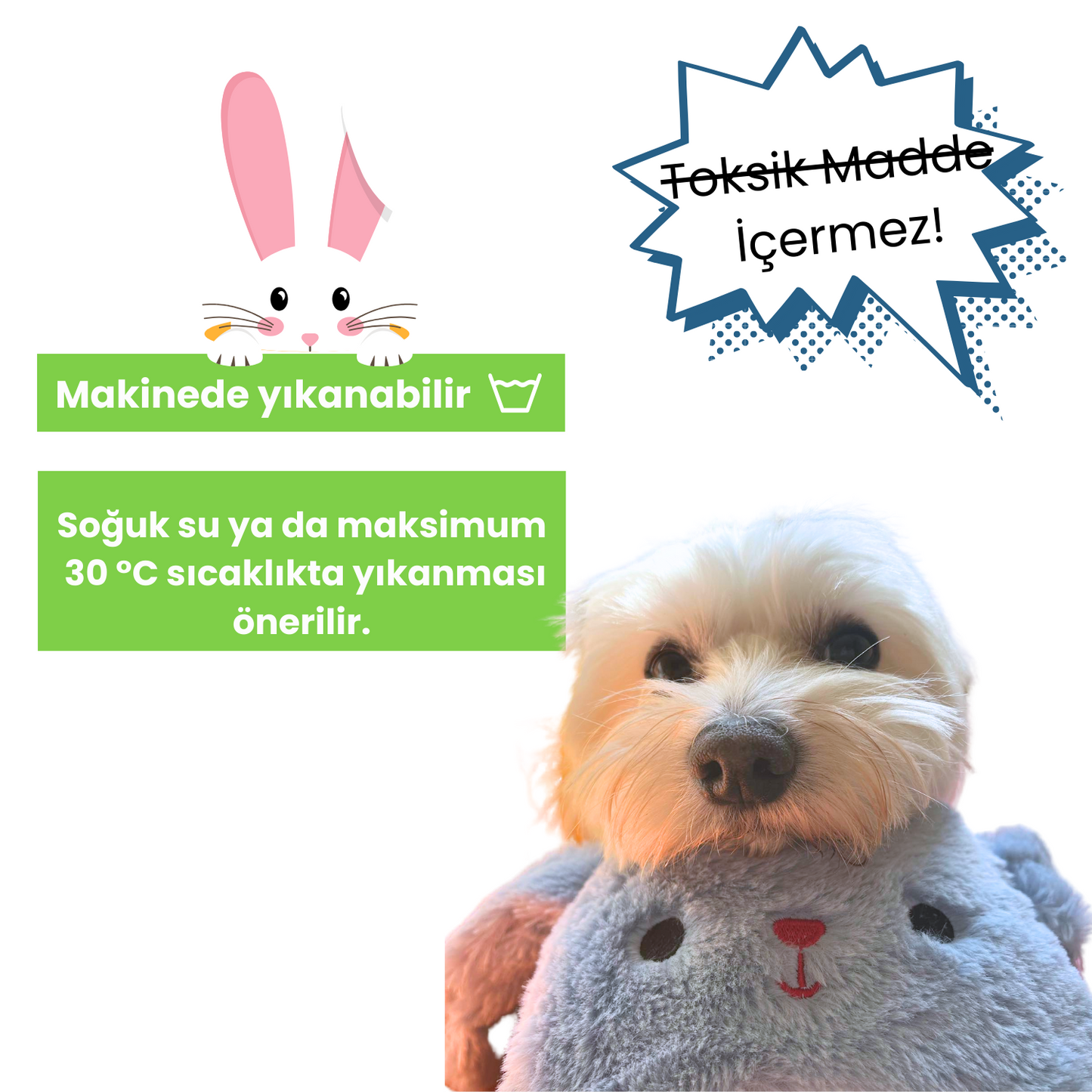 Mavi Tavşan Sesli Peluş Köpek Oyuncağı