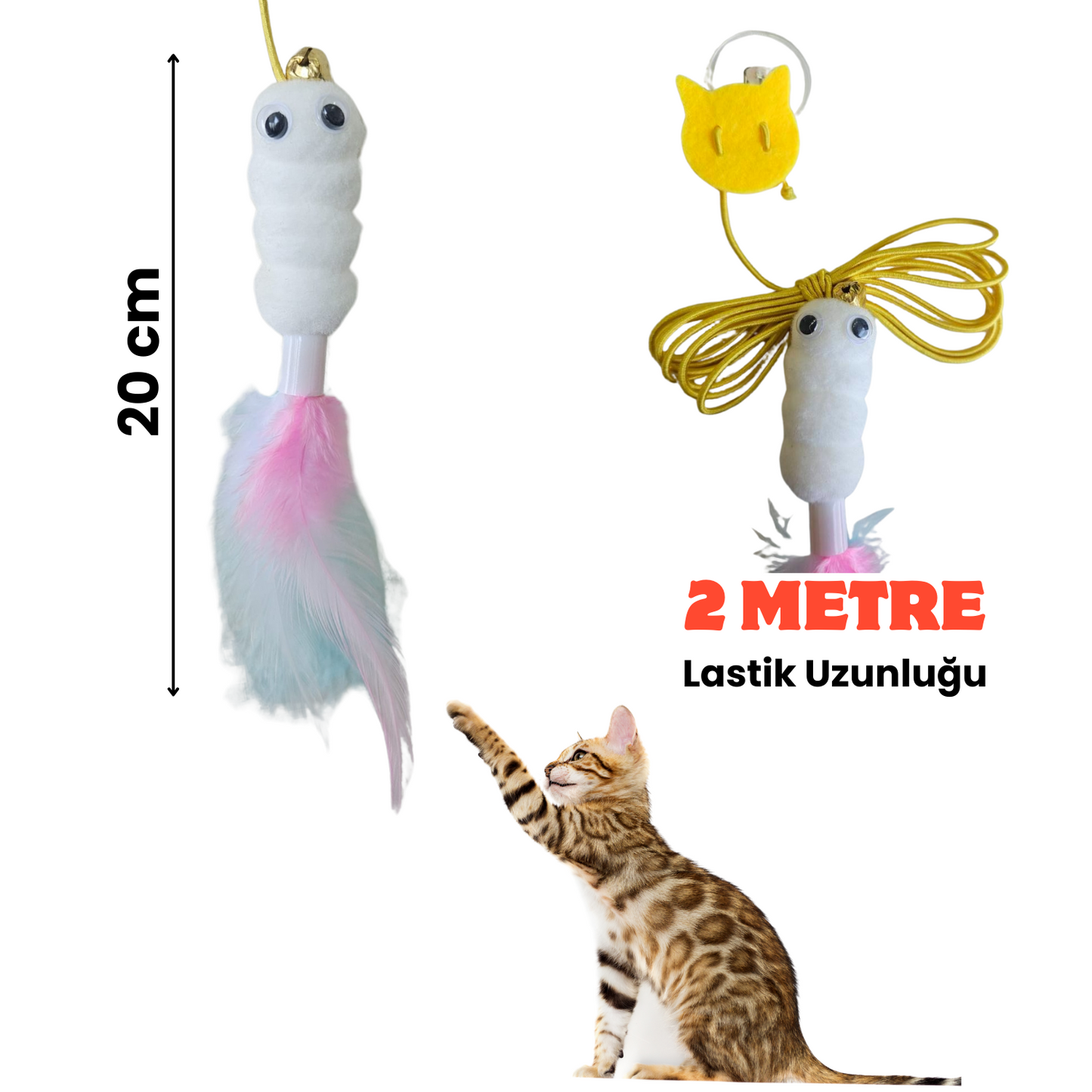 Ses Çıkaran Kedi Oltası - Duvara Yapıştırılabilir