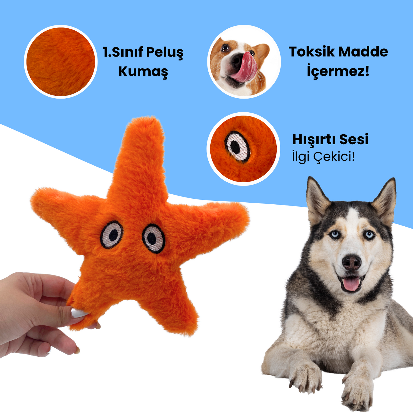 Denizyıldızı Sesli Peluş Köpek Oyuncağı