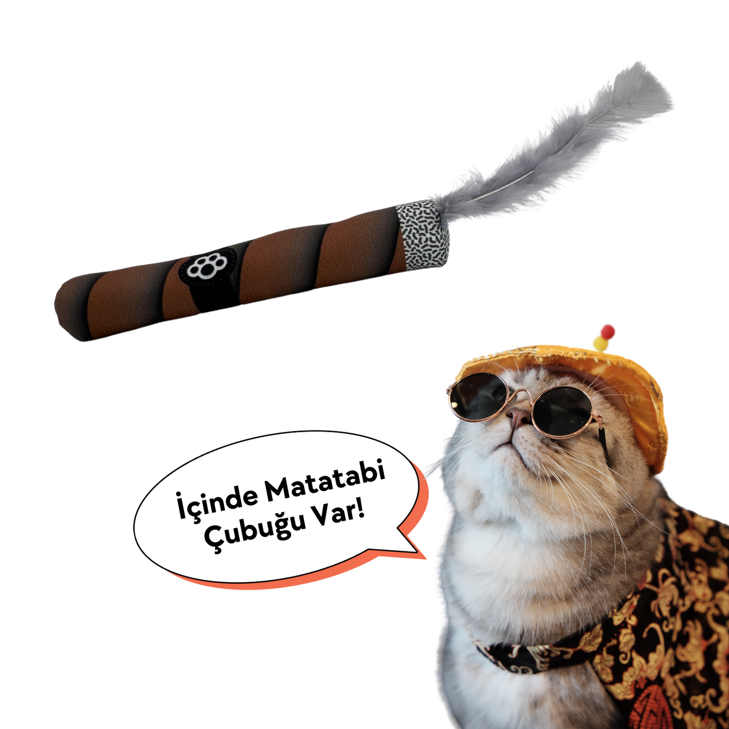 Matatabi Çubuklu Peluş Puro Kedi Oyuncağı