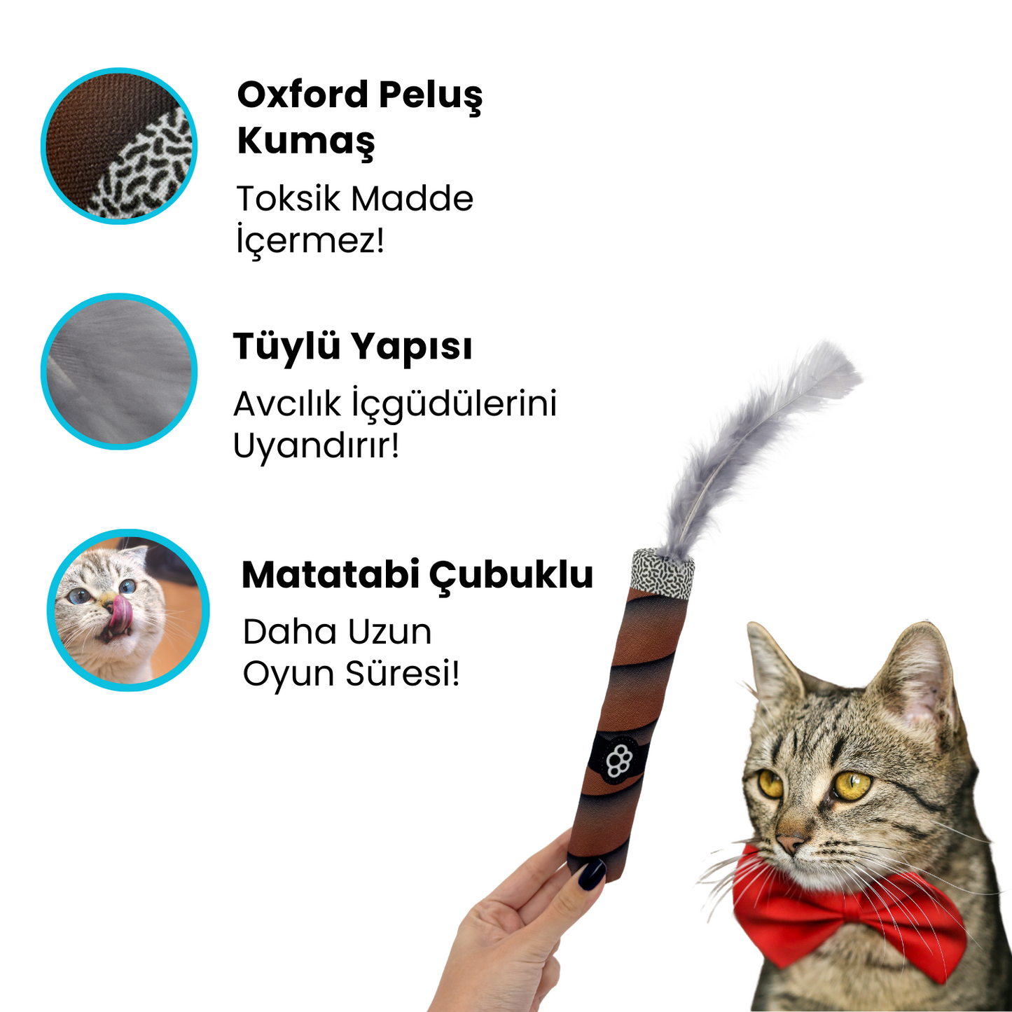 Matatabi Çubuklu Peluş Puro Kedi Oyuncağı