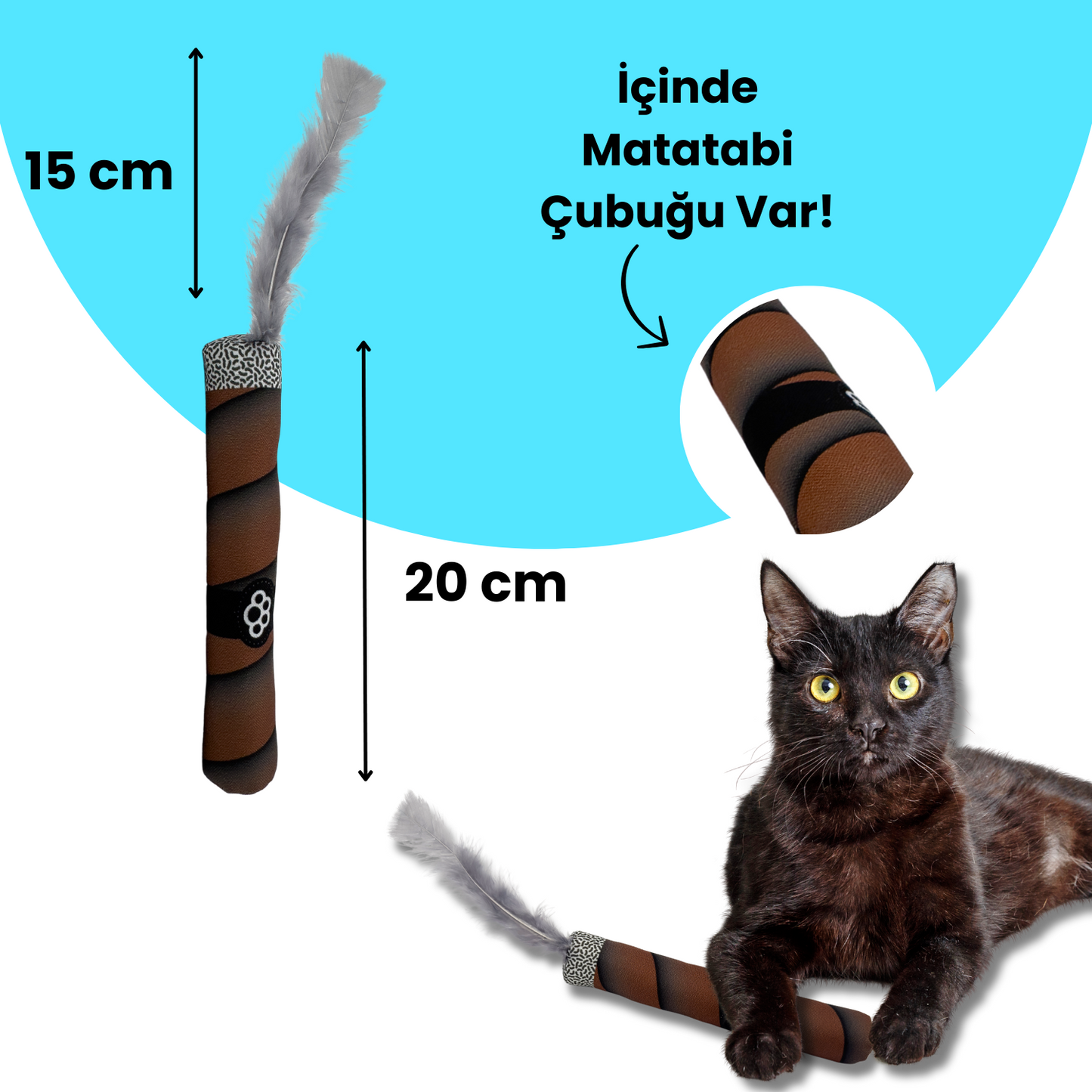 Matatabi Çubuklu Peluş Puro Kedi Oyuncağı
