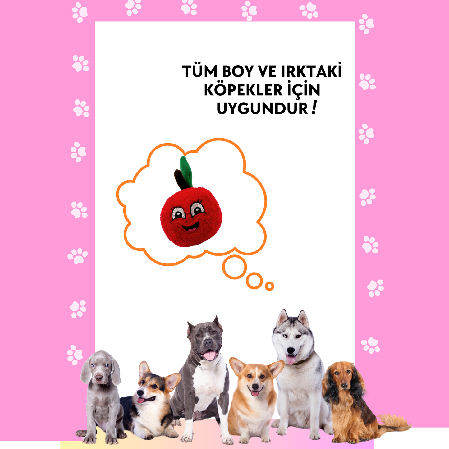 Sevimli Kırmızı Elma Sesli Peluş Köpek Oyuncağı