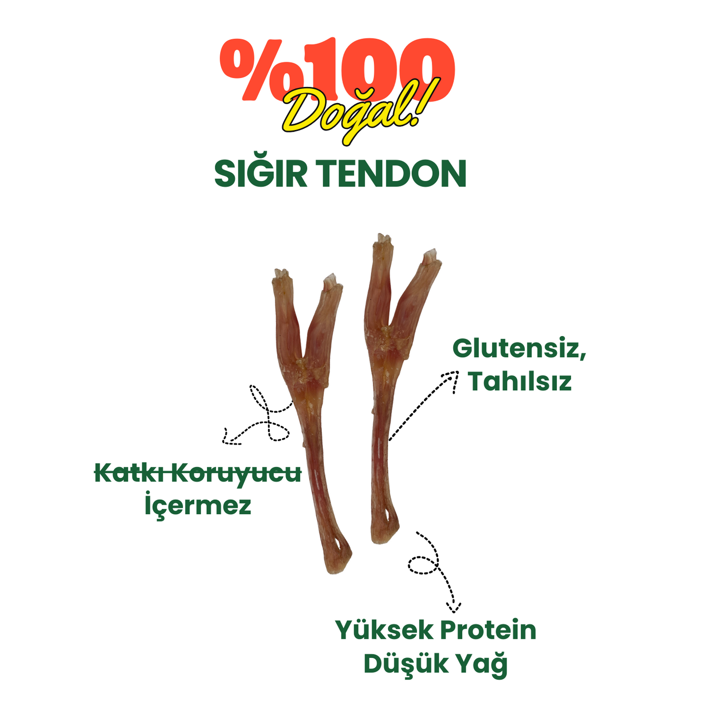 2 Adet Sığır Akciğer Köpek Ödül Maması ve 2 Adet Sığır Tendon Çiğneme Çubuğu