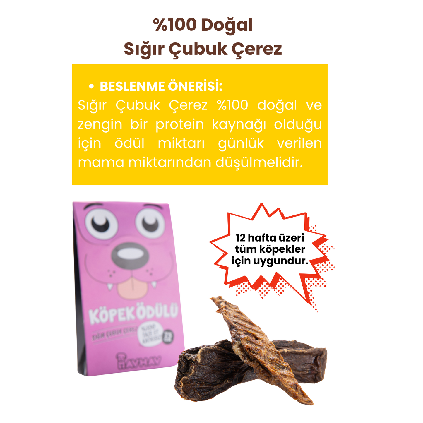 2 Adet Sığır Çubuk Çerez Doğal İçerikli Köpek Ödül Maması