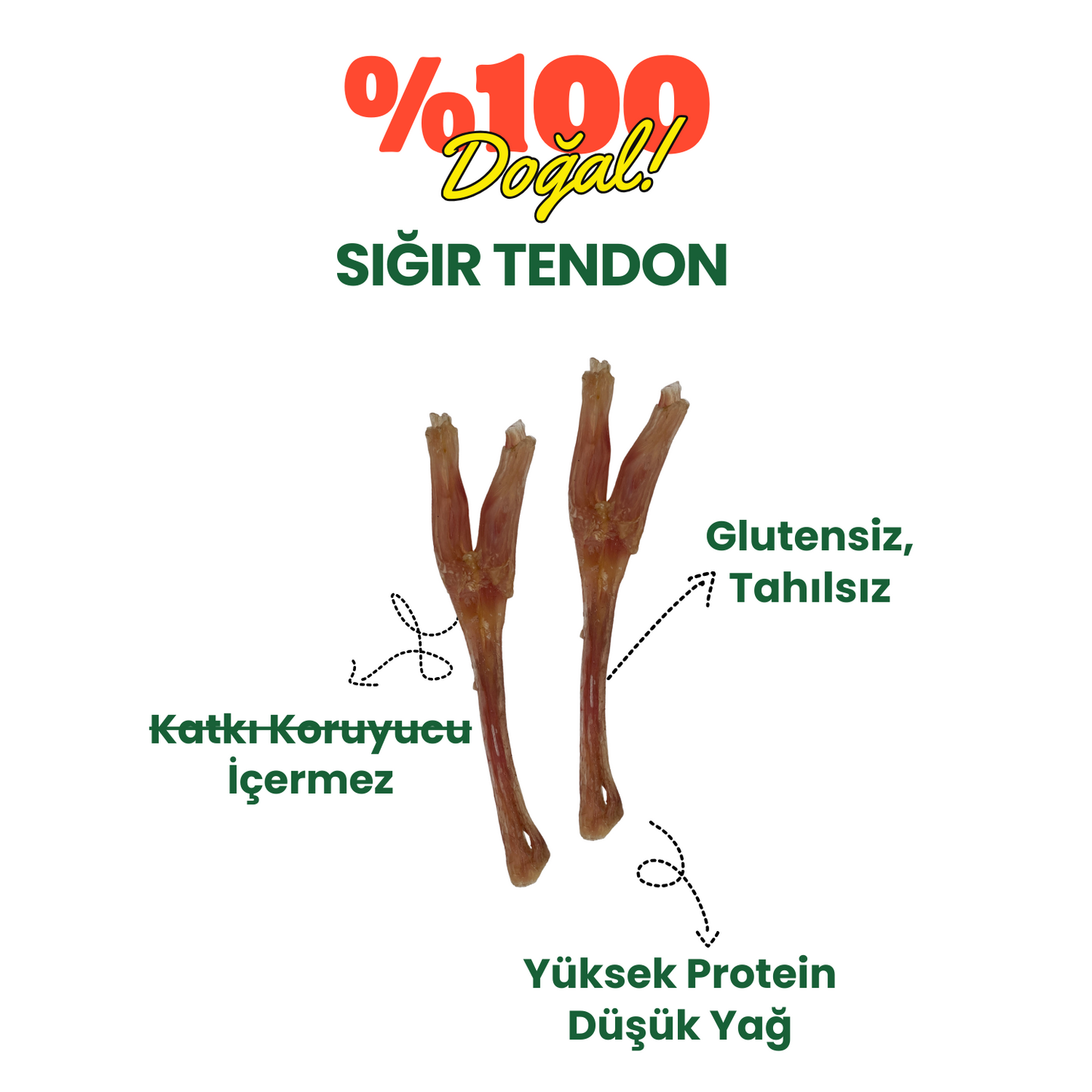 2 Adet Sığır Çerez Köpek Ödül Maması ve 2 Adet Sığır Tendon Çiğneme Çubuğu