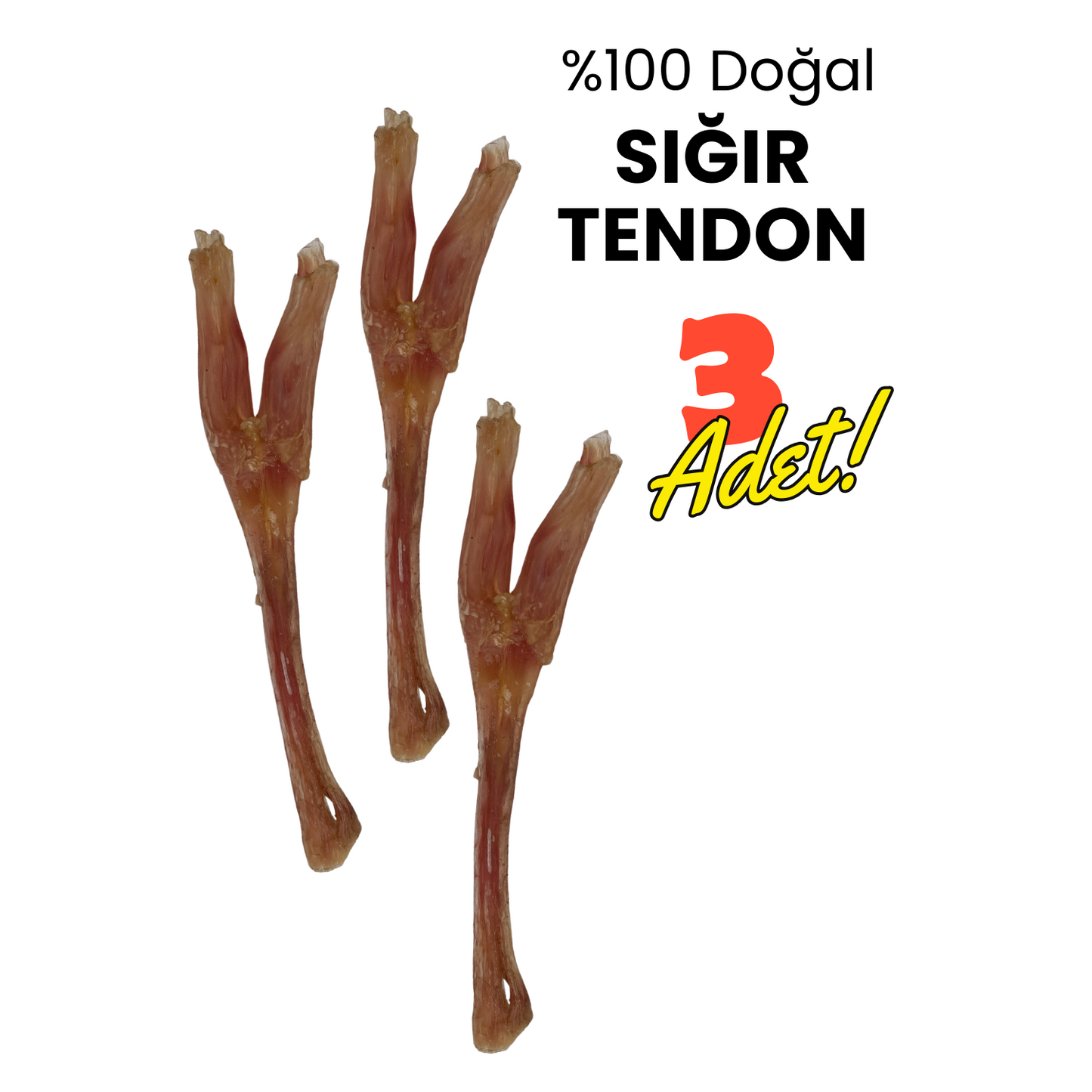 3 Adet Sığır Tendon Çiğneme Çubuğu Köpek Ödülü