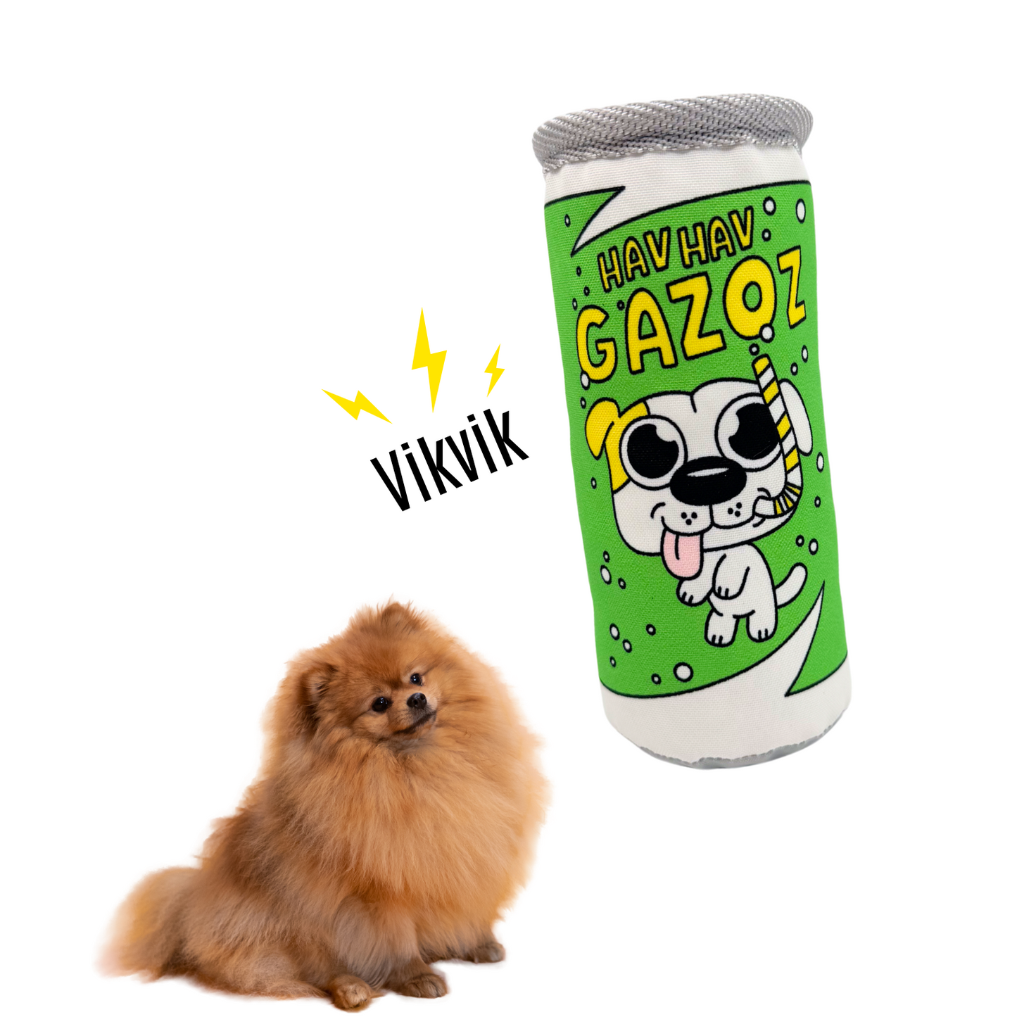 Havhav Yeşil Gazoz Kutu İçecek Sesli Peluş Köpek Oyuncağı