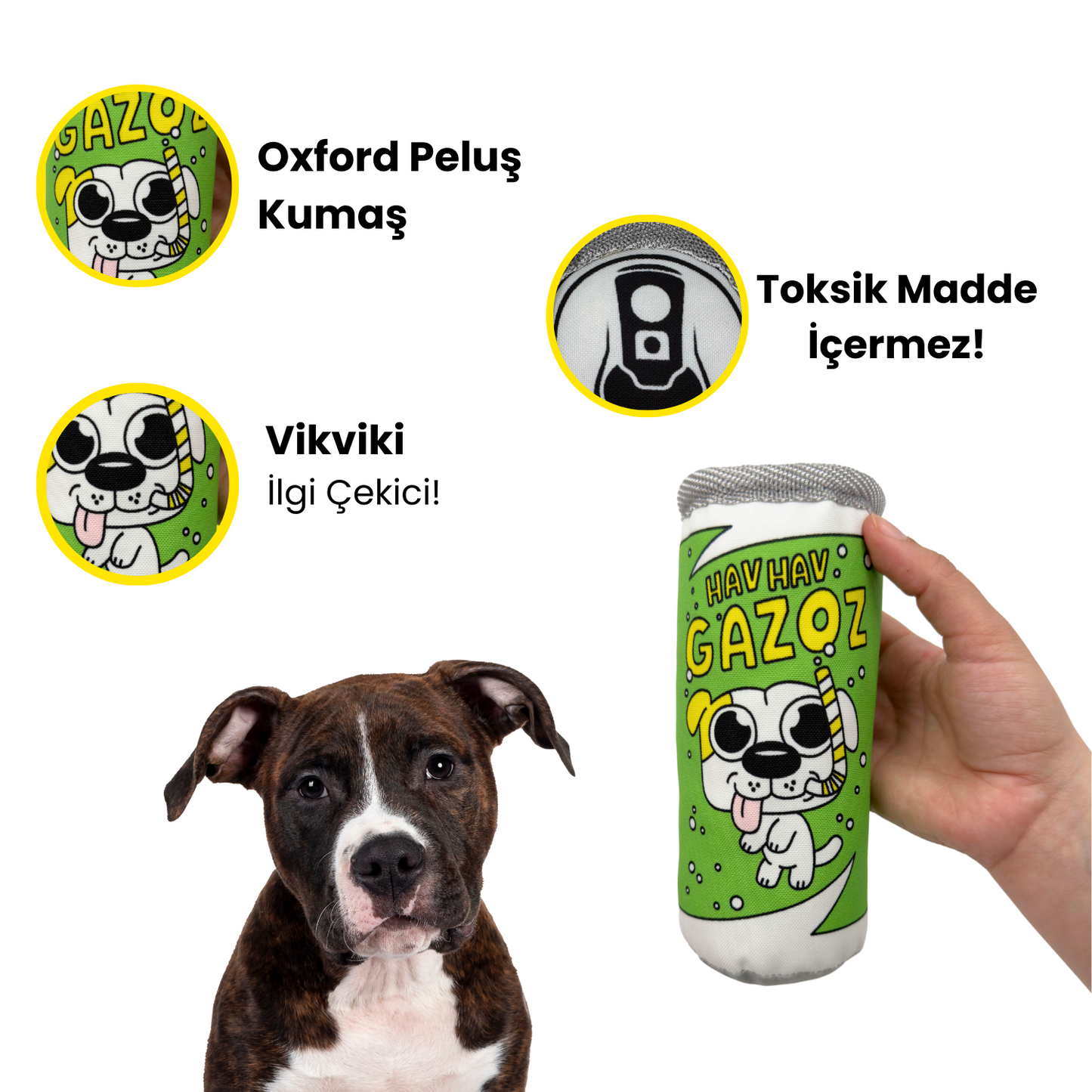 Havhav Yeşil Gazoz Kutu İçecek Sesli Peluş Köpek Oyuncağı