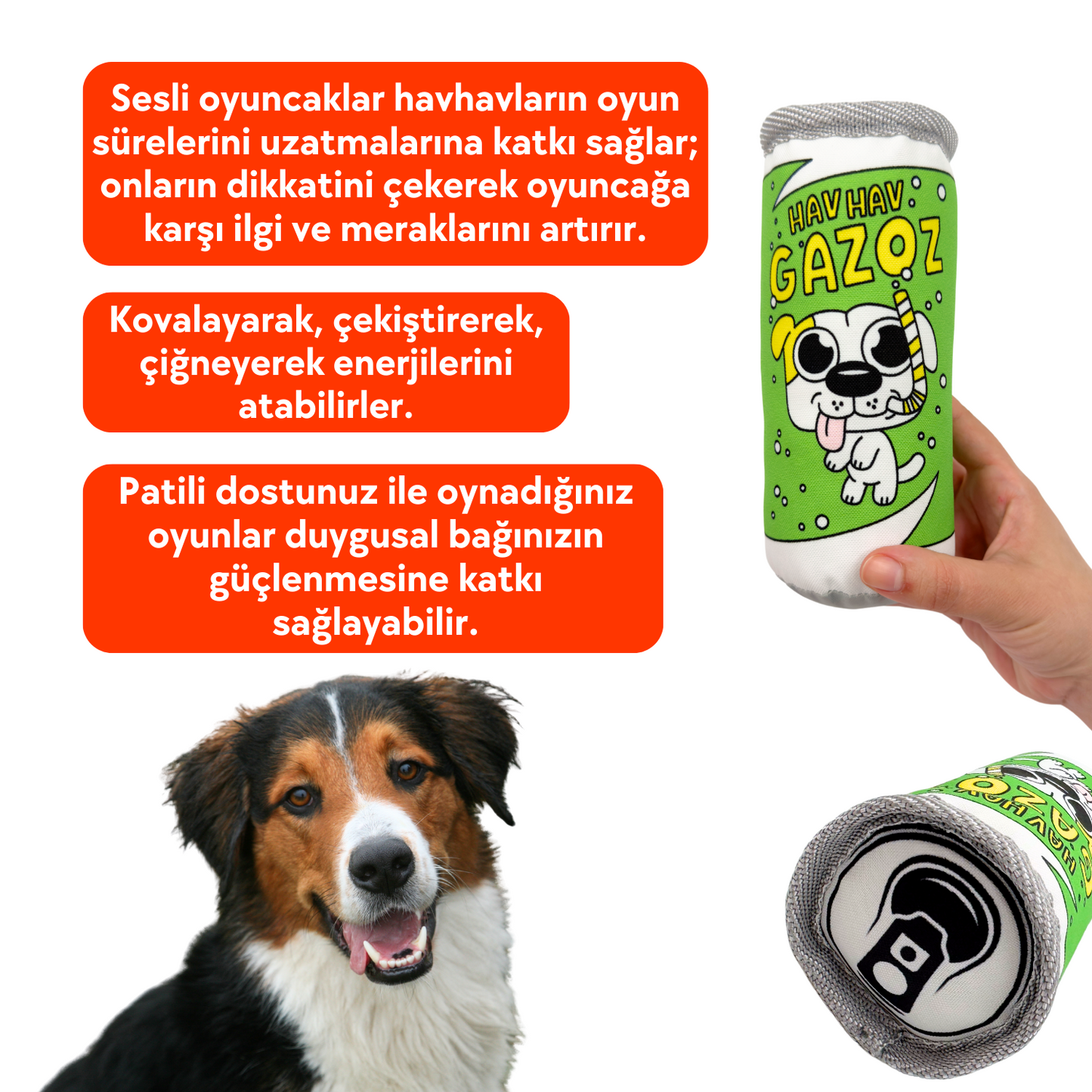 Havhav Yeşil Gazoz Kutu İçecek Sesli Peluş Köpek Oyuncağı