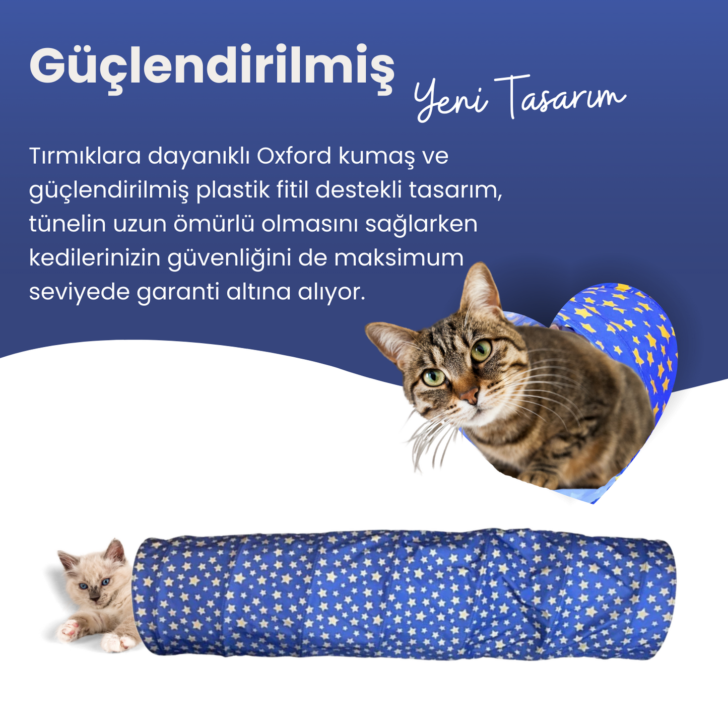 Yıldız Desenli Uzun Kedi Tüneli 125 cm