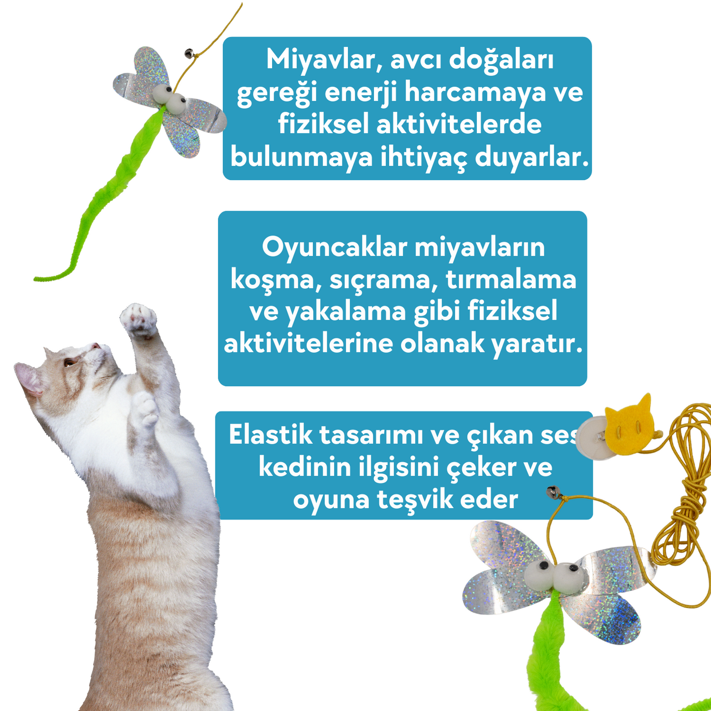 Ses Çıkaran Kedi Oltası - Duvara Yapıştırılabilir