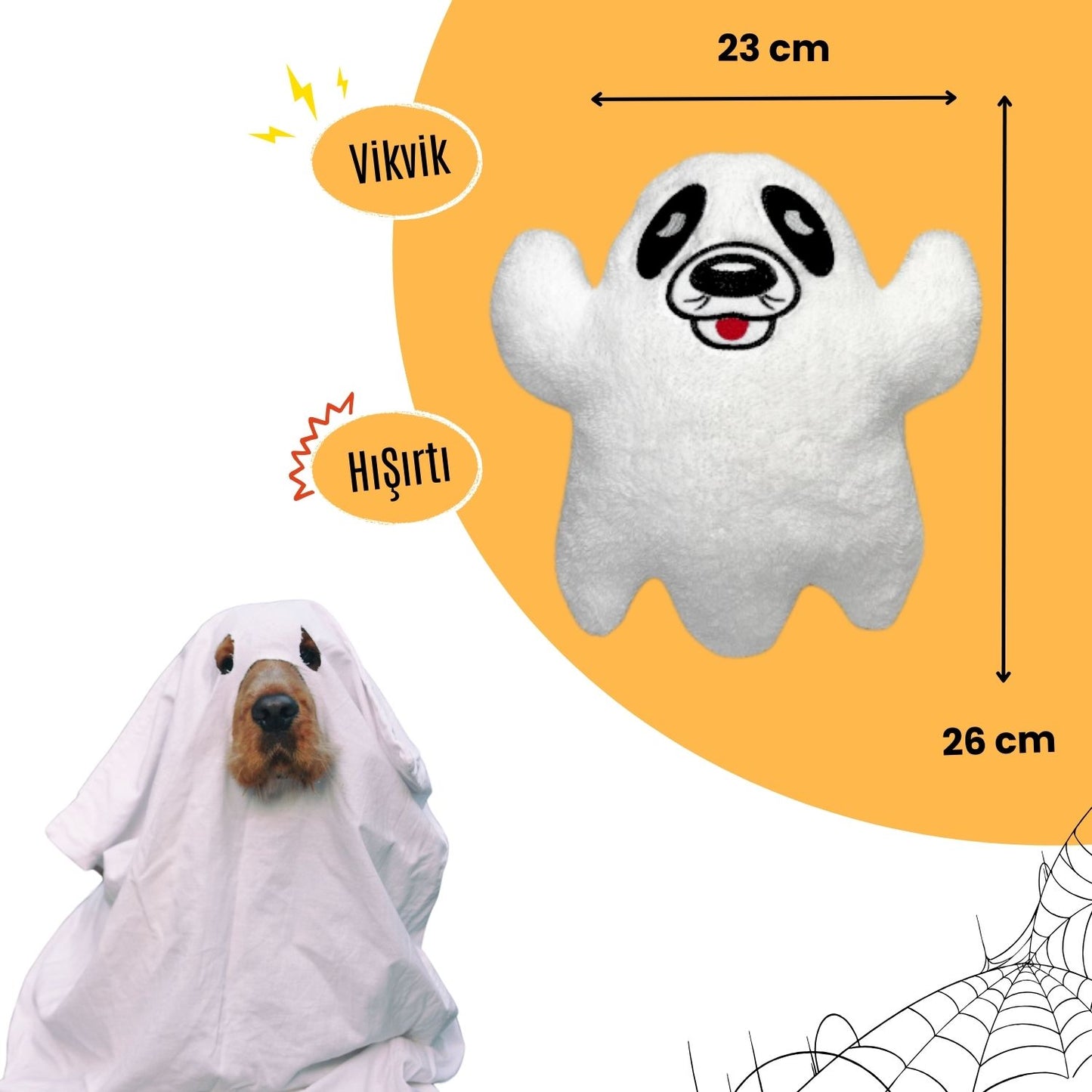 Cadılar Bayramı Temalı Peluş Hayalet Köpek Oyuncağı Hışırtı ve Vikvik Sesli