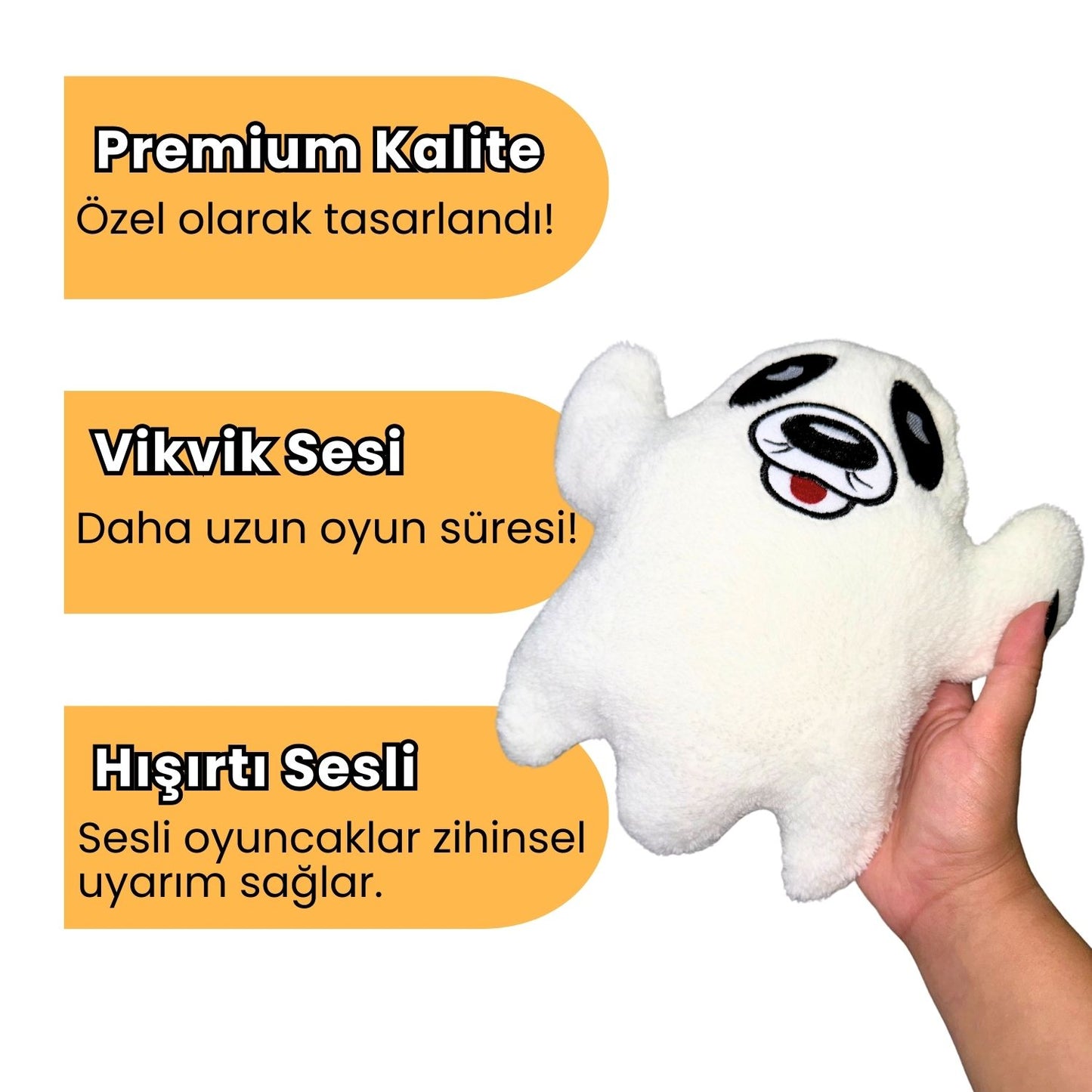 Cadılar Bayramı Temalı Peluş Hayalet Köpek Oyuncağı Hışırtı ve Vikvik Sesli
