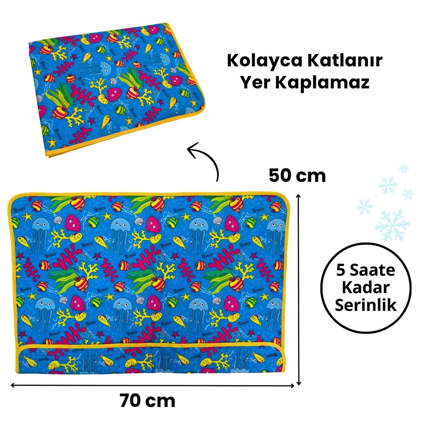 Serinletici Köpek Minderi Mavi - 2 Jel Dahil Su Geçirmez ve Katlanabilir Kumaş - Küçük, Orta ve Büyük Irklar için