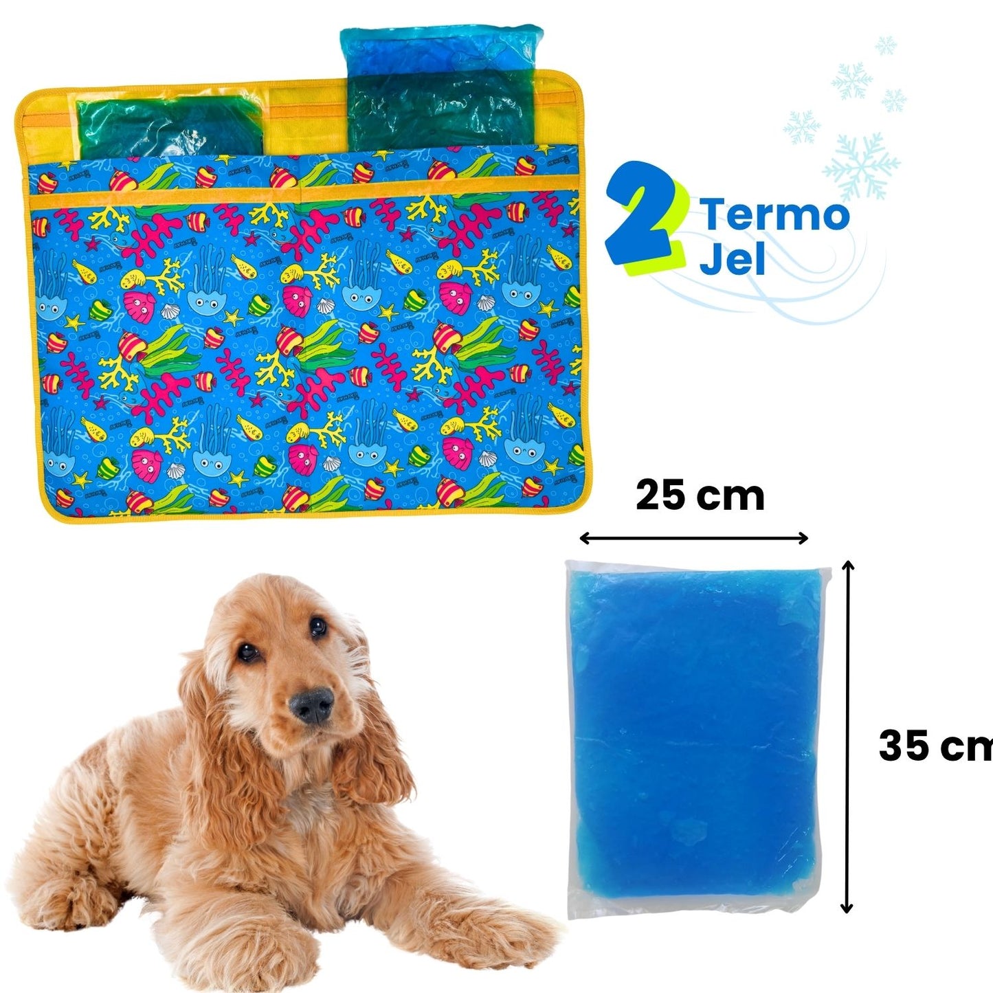 Serinletici Köpek Minderi Mavi - 2 Jel Dahil Su Geçirmez ve Katlanabilir Kumaş - Küçük, Orta ve Büyük Irklar için