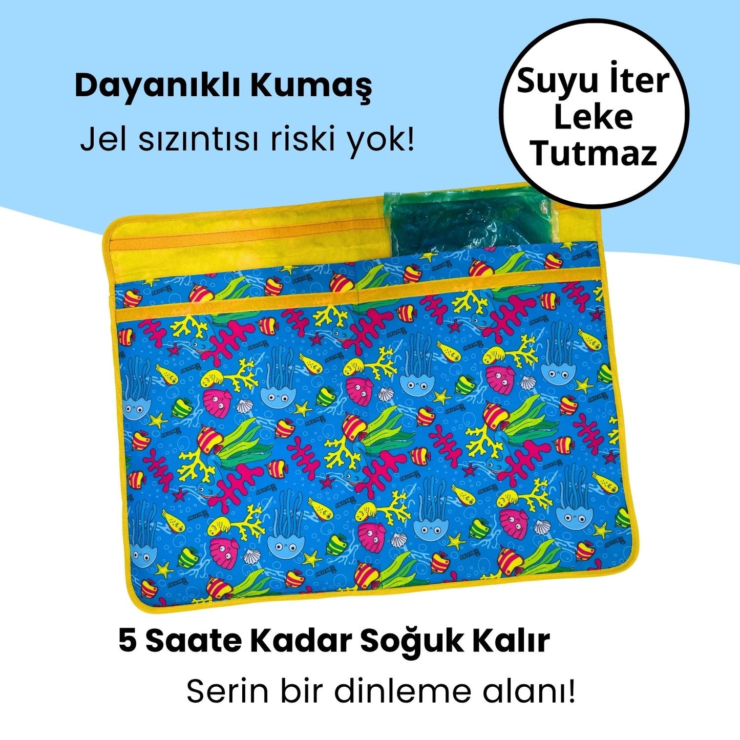 Serinletici Köpek Minderi Mavi - 2 Jel Dahil Su Geçirmez ve Katlanabilir Kumaş - Küçük, Orta ve Büyük Irklar için