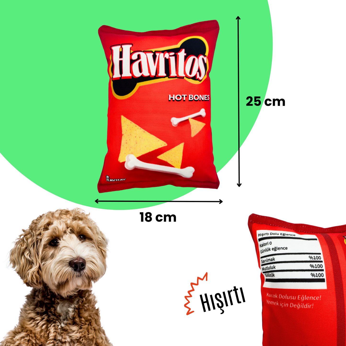 Havritos Peluş Cips Hışırtı Sesli Köpek Oyuncağı