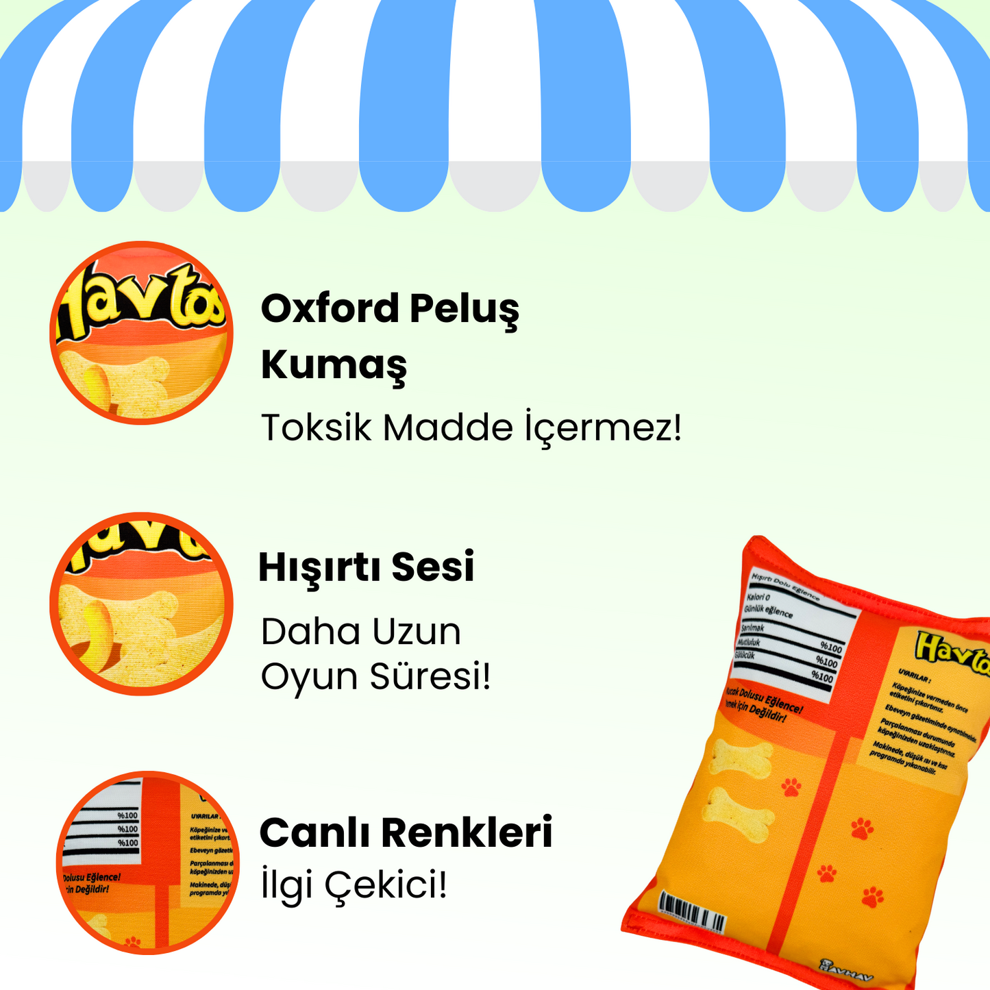 Havtos Peluş Cips Hışırtı Sesli Köpek Oyuncağı