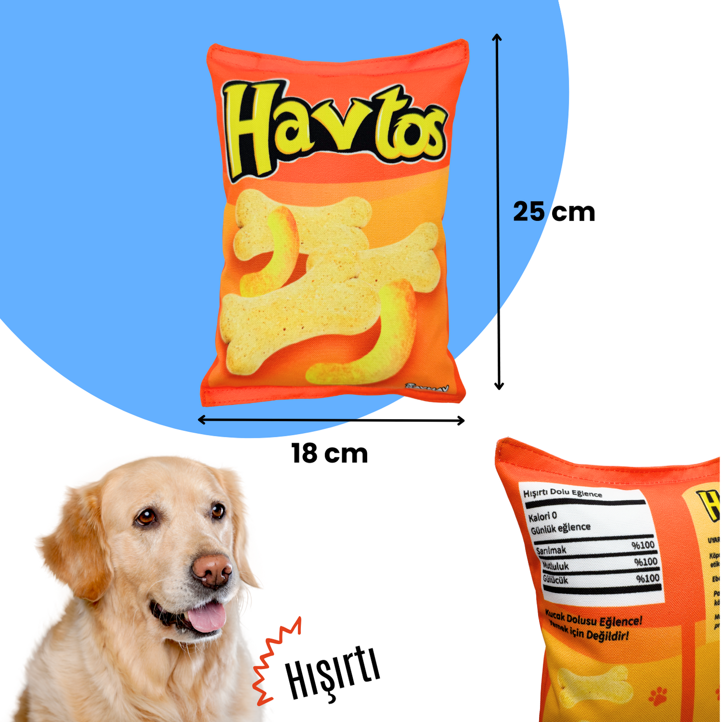 Havtos Peluş Cips Hışırtı Sesli Köpek Oyuncağı