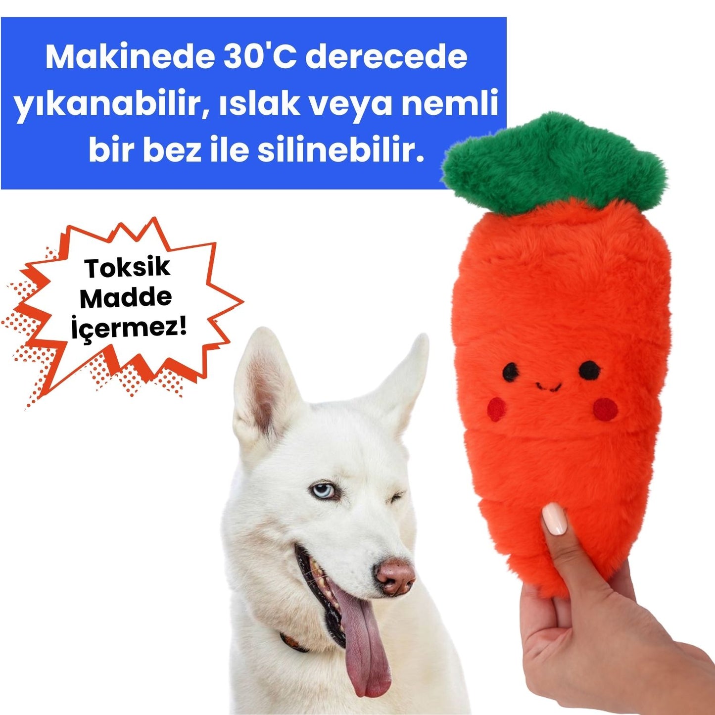 Tombik Havuç Peluş Köpek Oyuncağı | Vikvik ve Hışırtı Sesli Turuncu Köpek Oyun Uyku Arkadaşı