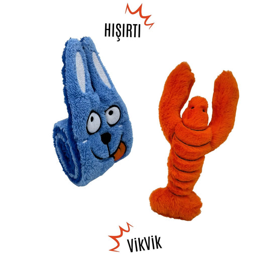 Okyanus Macerası Köpek Oyuncak Seti - Hışırtılı Salyangoz ve Vikvikli Istakoz