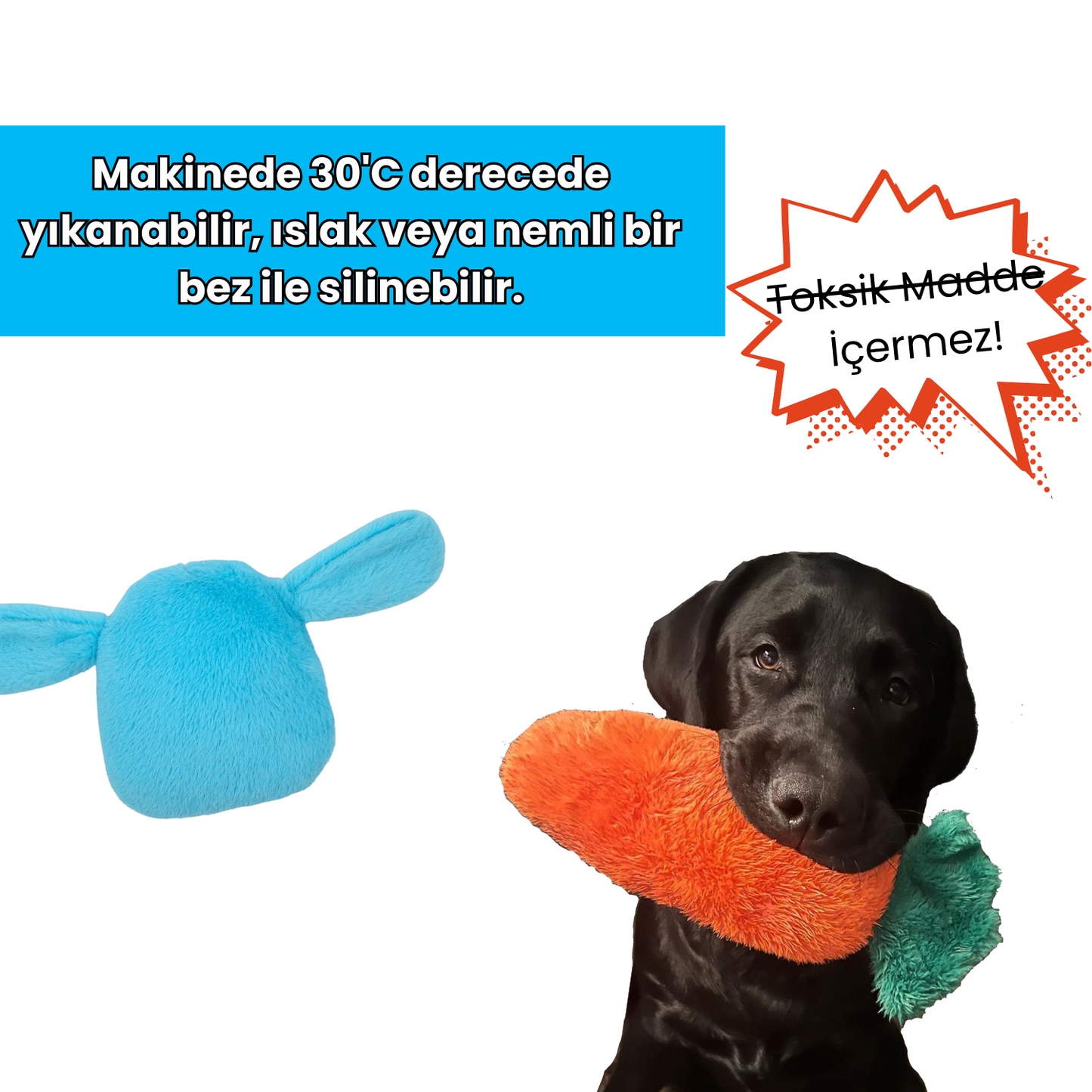 Peluş Tavşan ve Peluş Havuç Hışırtı Sesli Köpek Oyuncakları