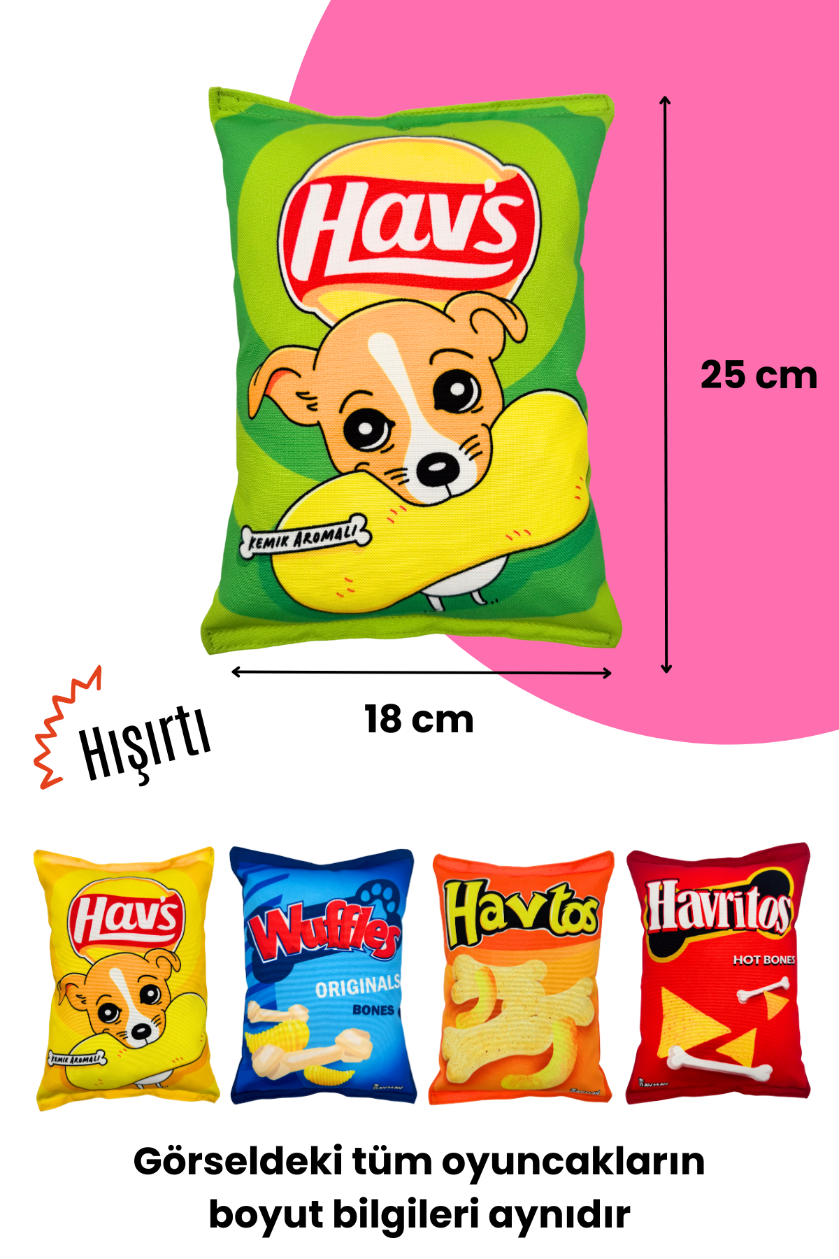 HavHavMarket 5 Adet Sesli Peluş Cips Köpek Oyuncakları