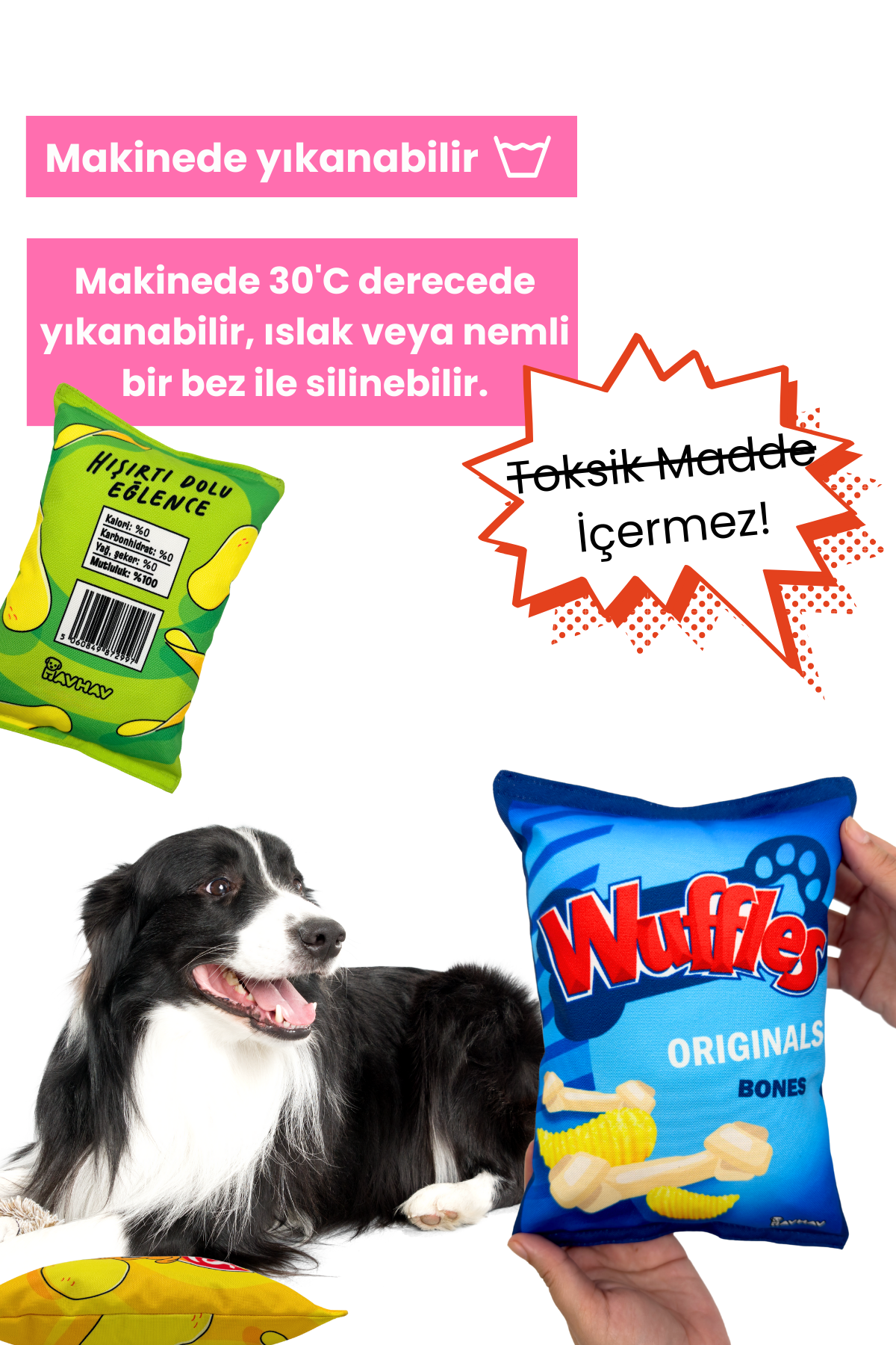 HavHavMarket 5 Adet Sesli Peluş Cips Köpek Oyuncakları