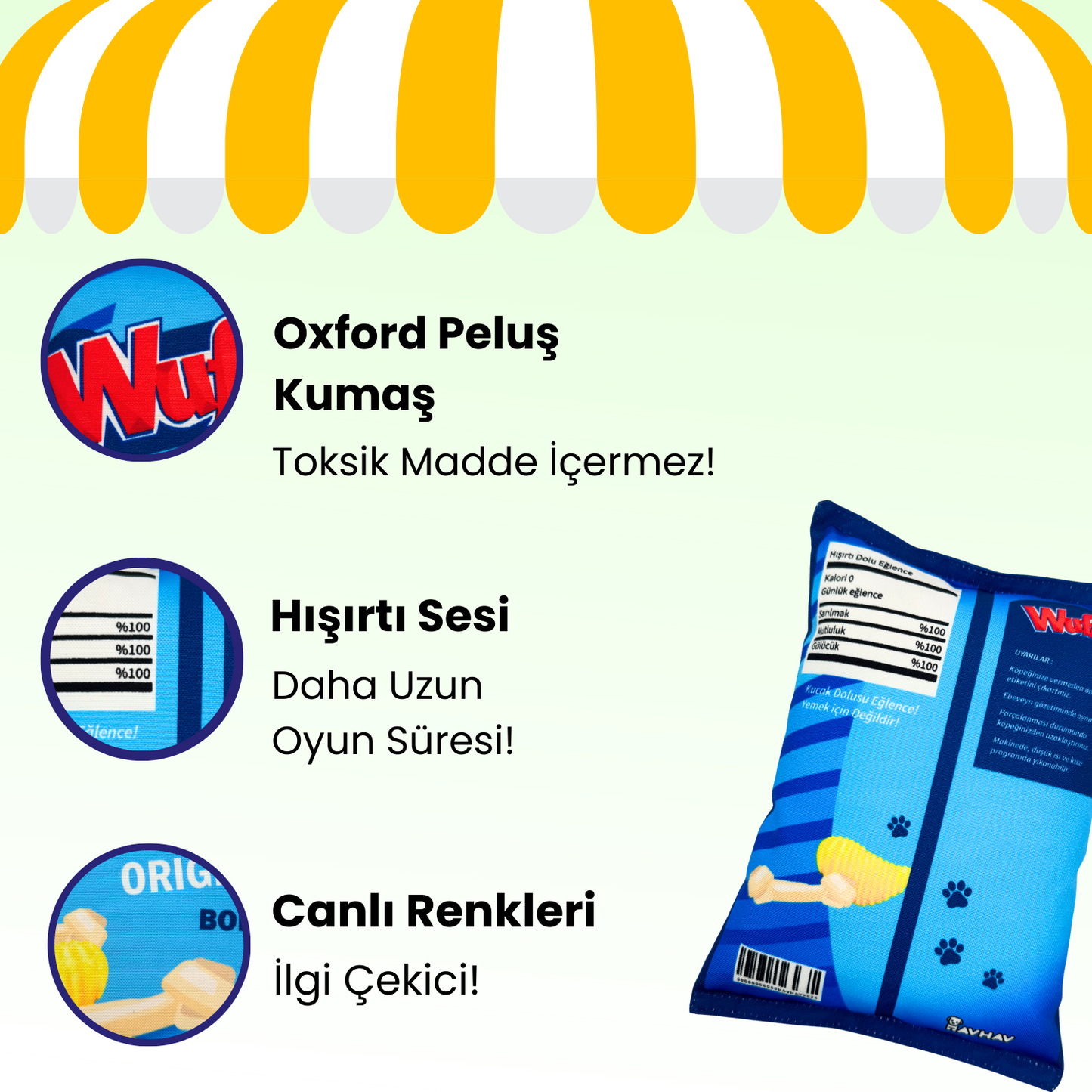 Wuffles Peluş Cips Hışırtı Sesli Köpek Oyuncağı